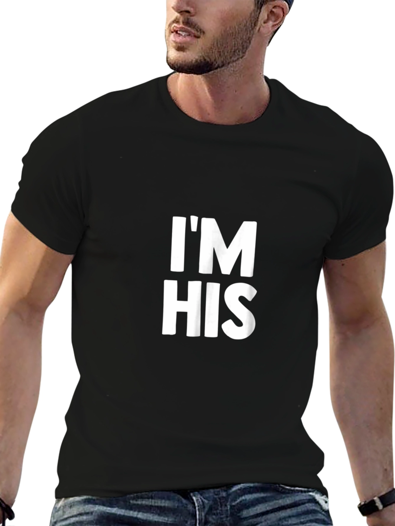 Im His Graphic Tee - Black Cotton Shirt