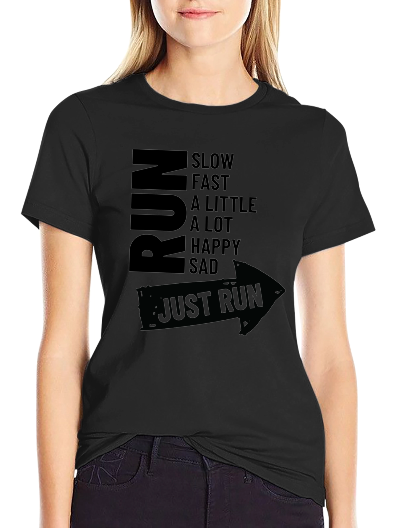 Just Run Graphic Tee - Mens Black T-Shirt