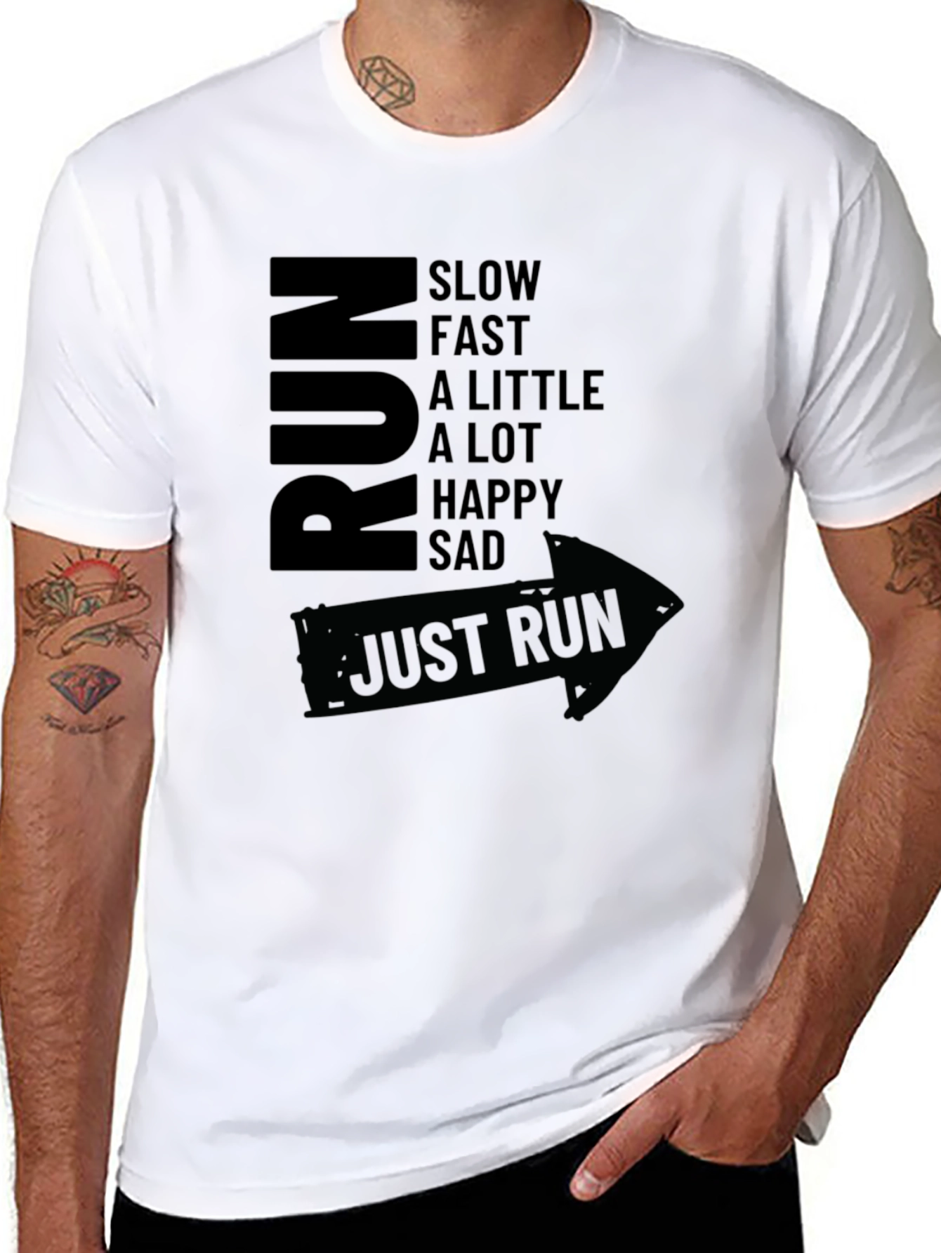 Just Run Graphic Tee - Mens Black T-Shirt