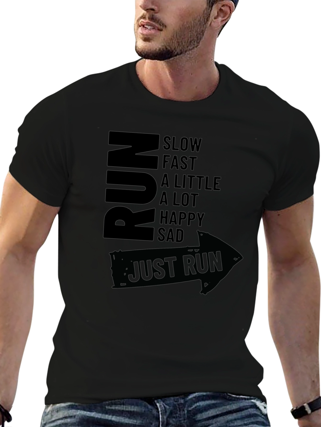 Just Run Graphic Tee - Mens Black T-Shirt