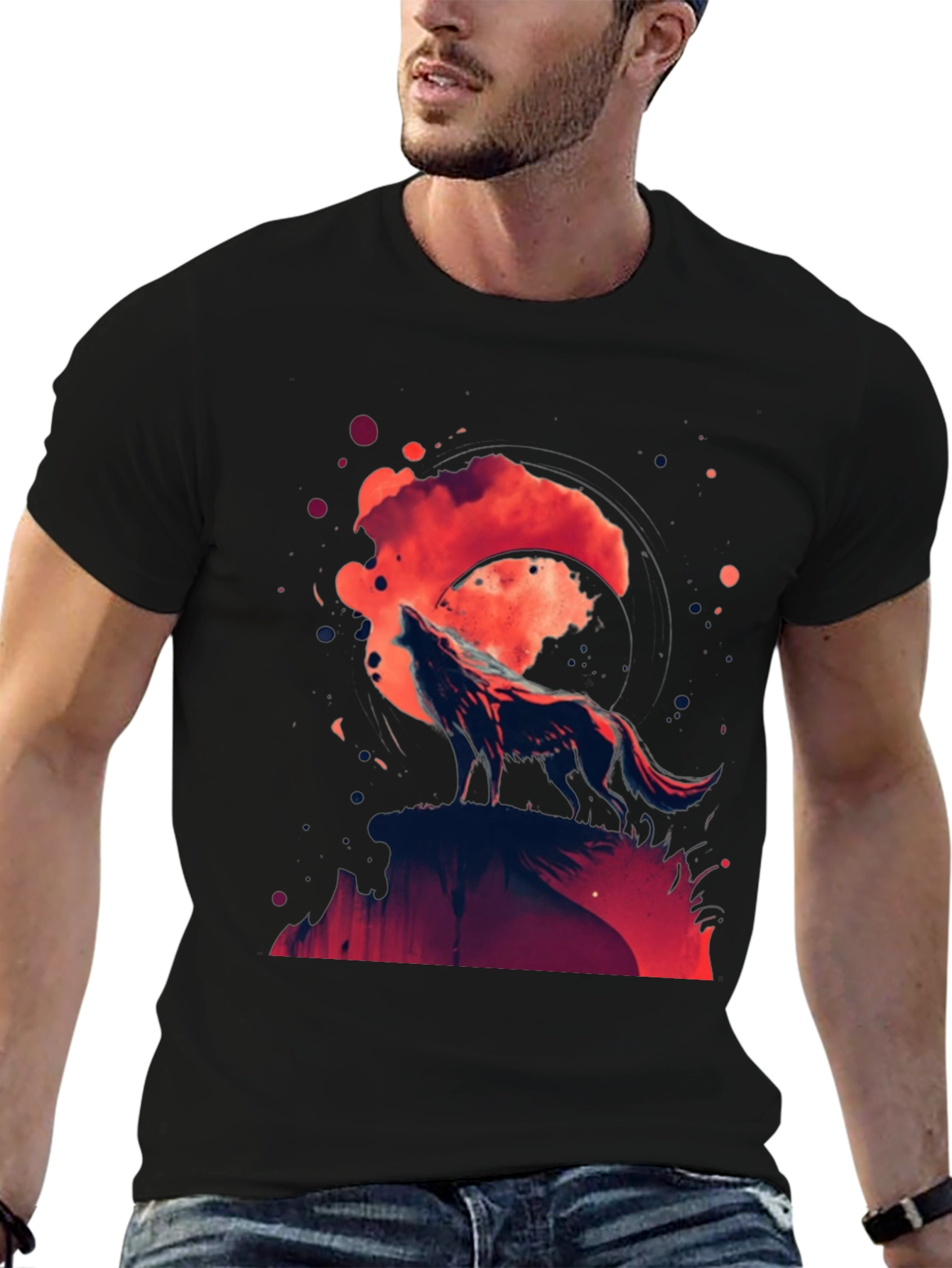 Wolf Moon Graphic Tee - Black