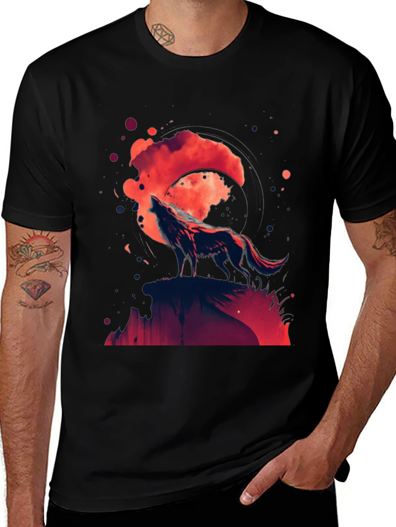 Wolf Moon Graphic Tee - Black