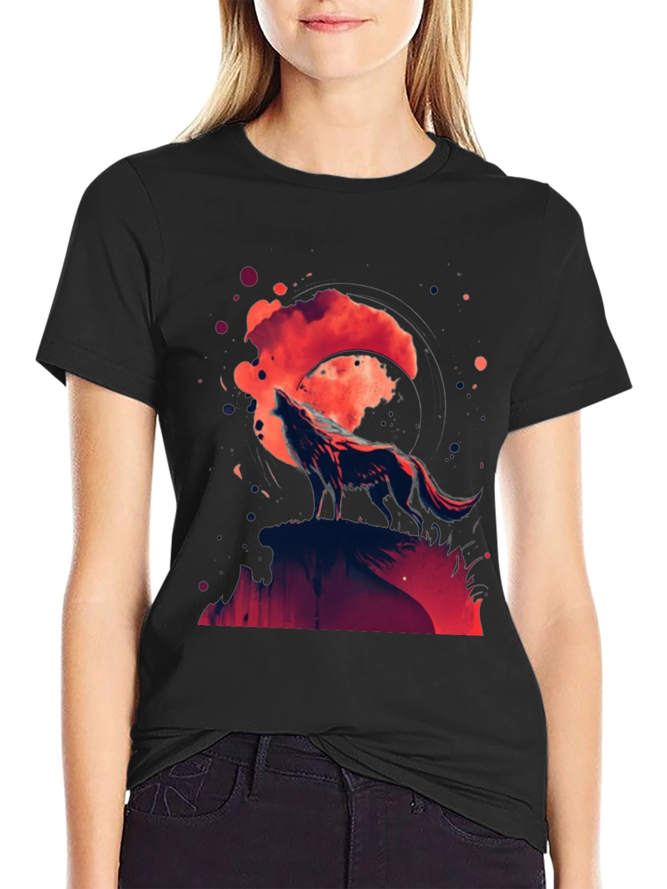 Wolf Moon Graphic Tee - Black