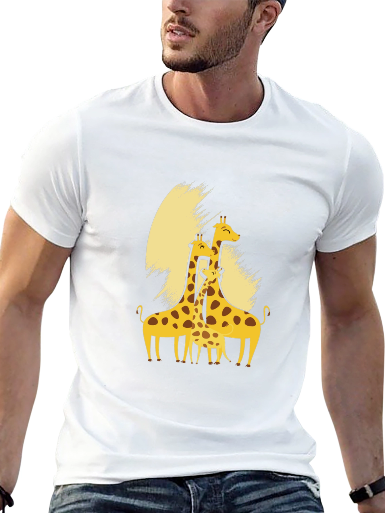 Giraffe Family Black T-Shirt