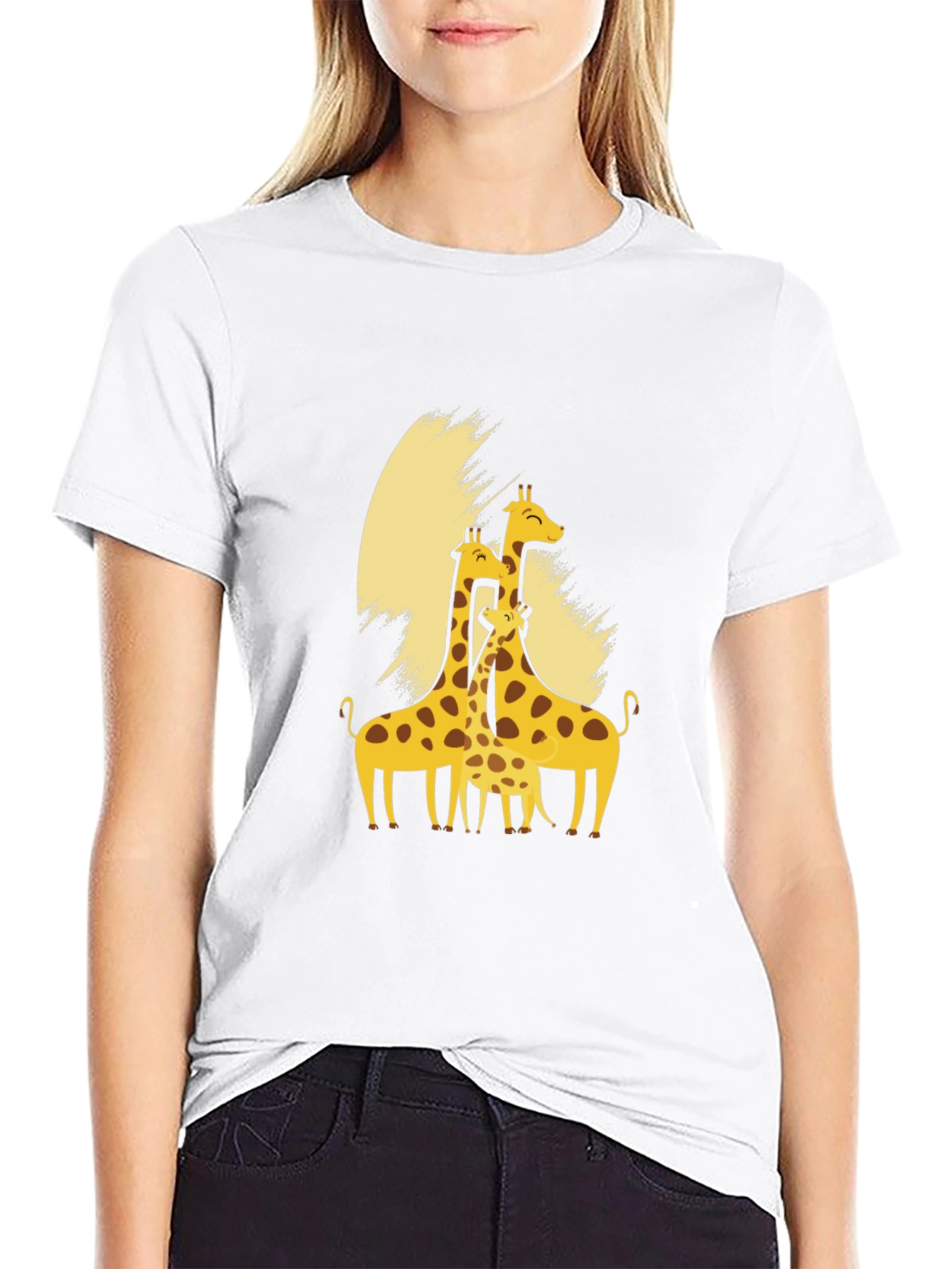 Giraffe Family Black T-Shirt
