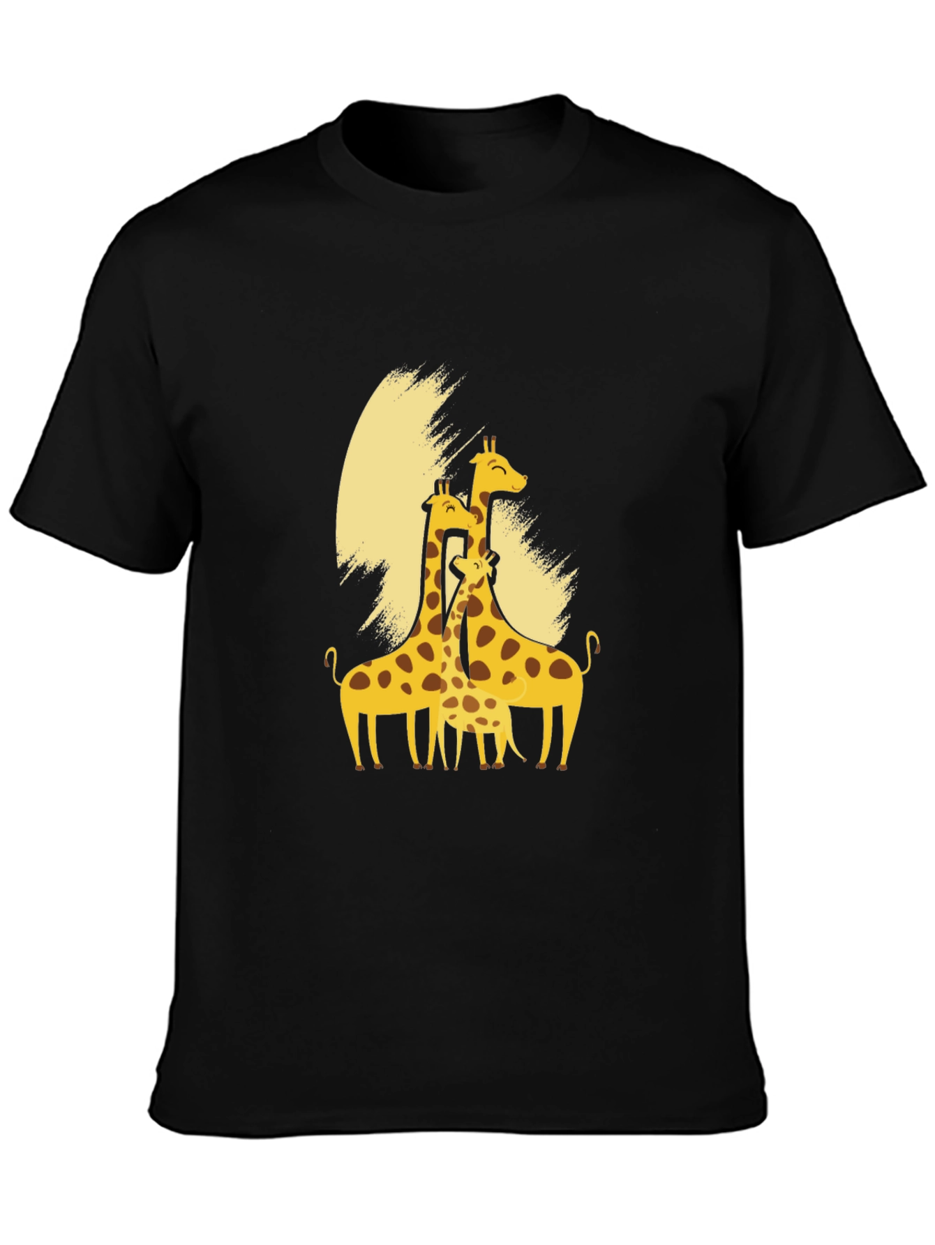 Giraffe Family Black T-Shirt