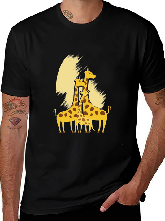 Giraffe Family Black T-Shirt