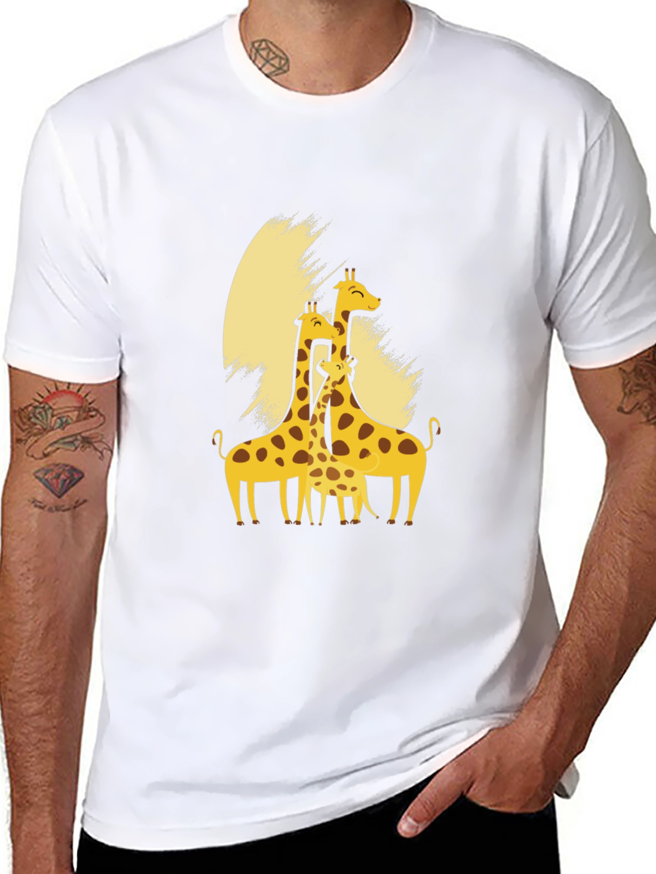 Giraffe Family Black T-Shirt
