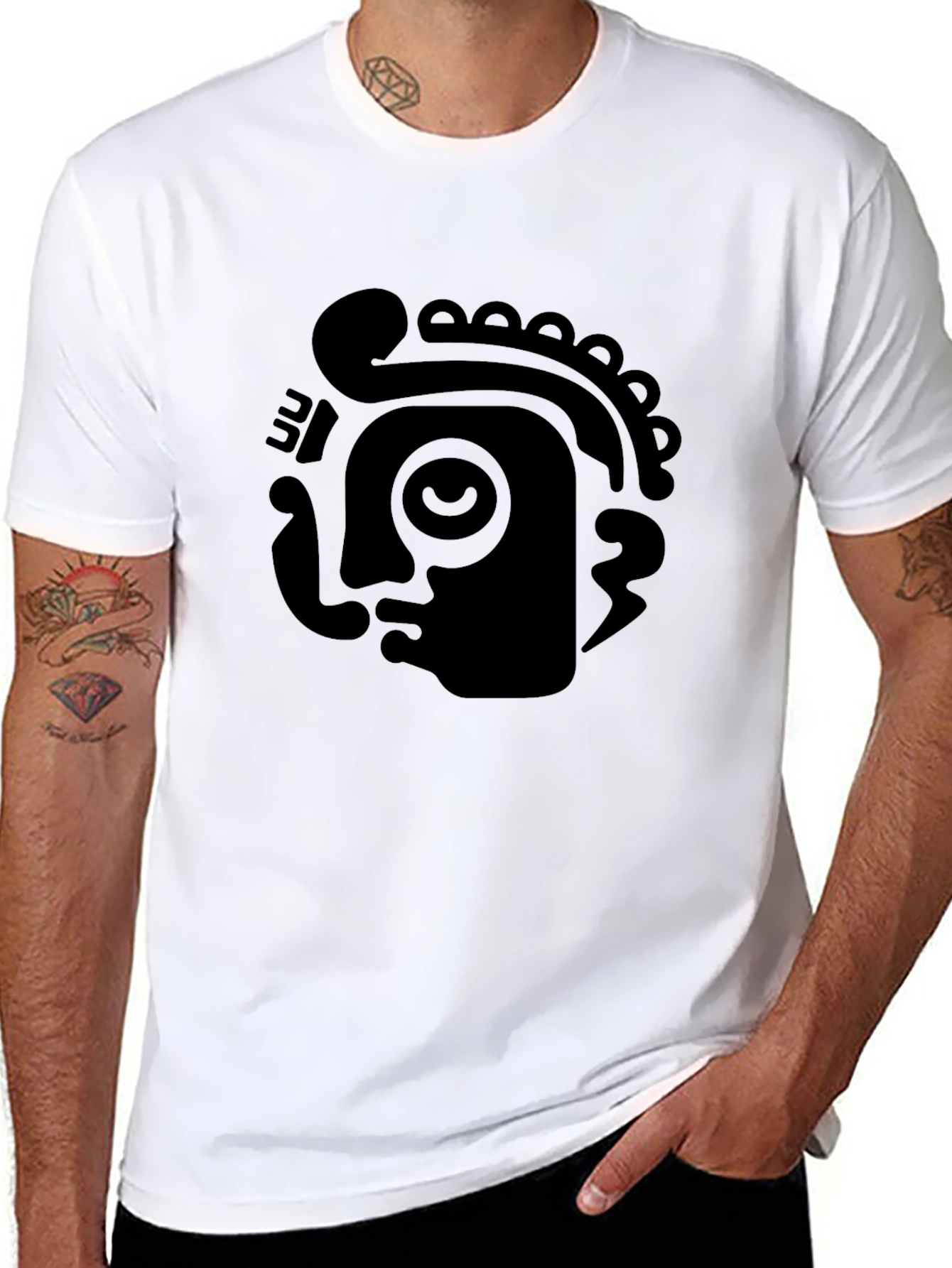 Black Graphic T-Shirt - Mayan Design