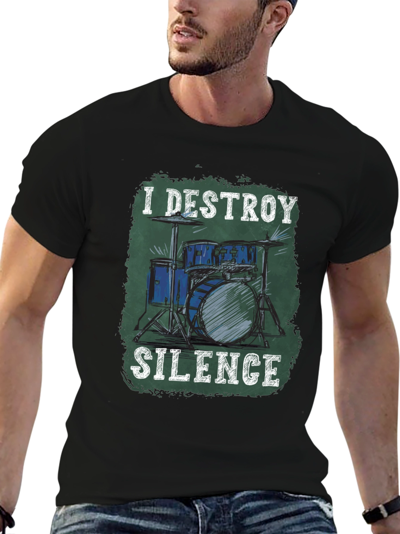 I Destroy Silence Drum Set Graphic Tee
