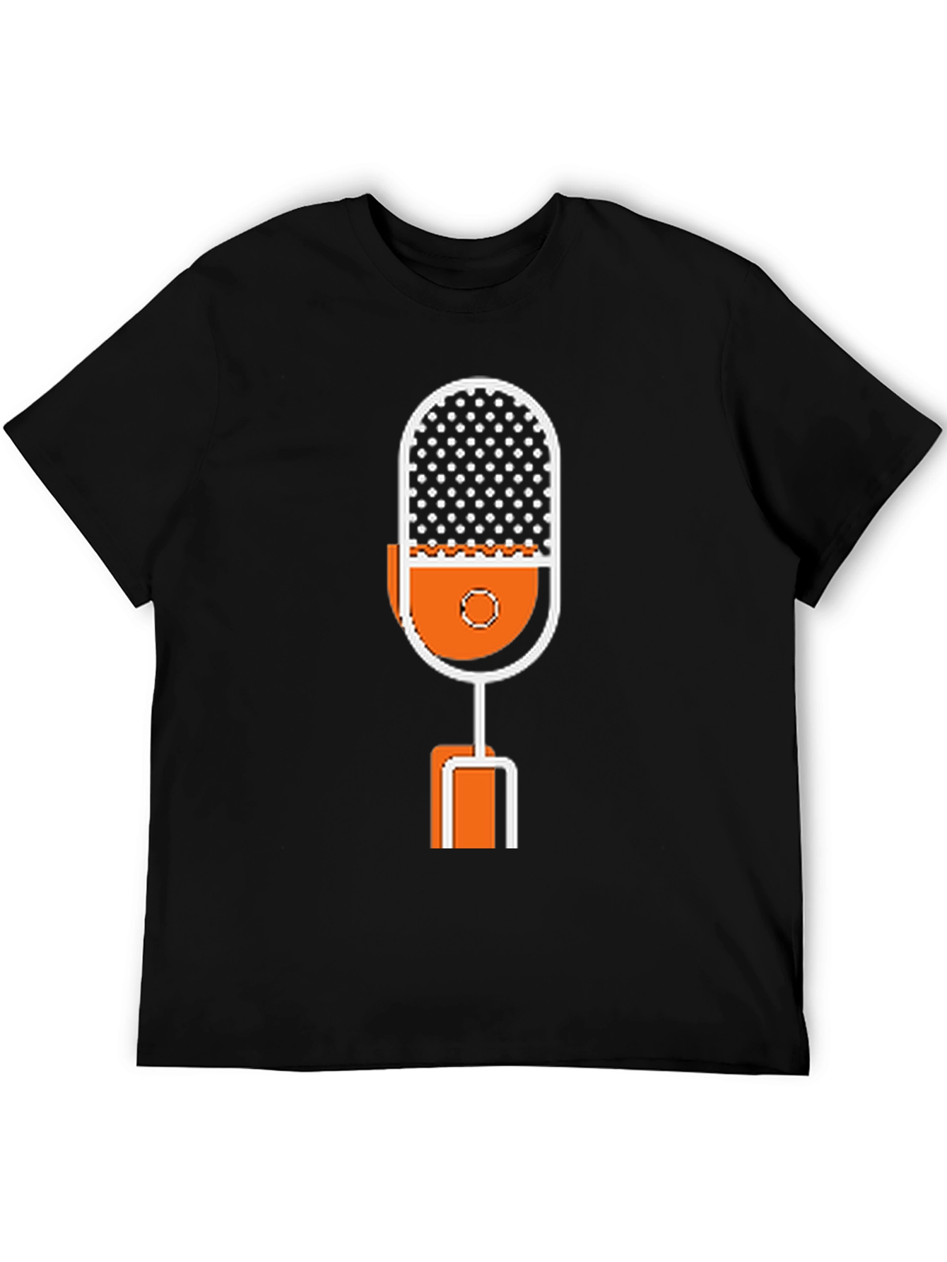 Retro Microphone Graphic Tee - Black Cotton T-Shirt