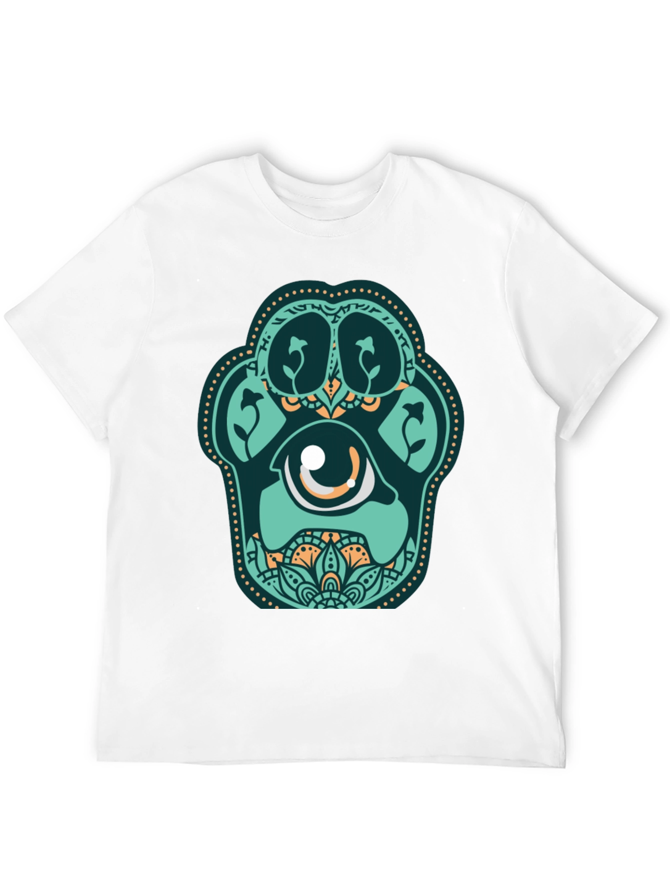 Unique Paw Print Eye Graphic Black T-Shirt