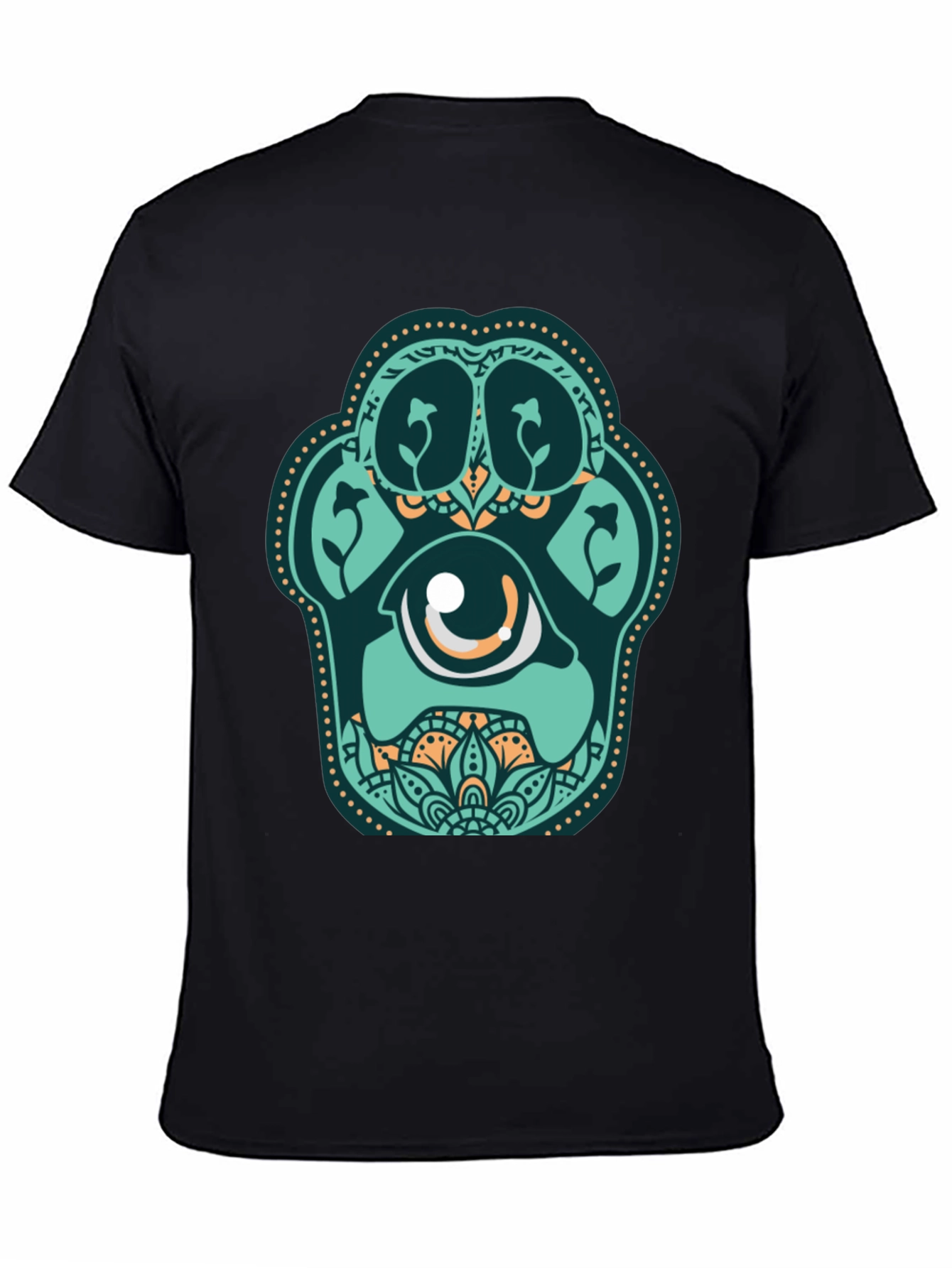Unique Paw Print Eye Graphic Black T-Shirt
