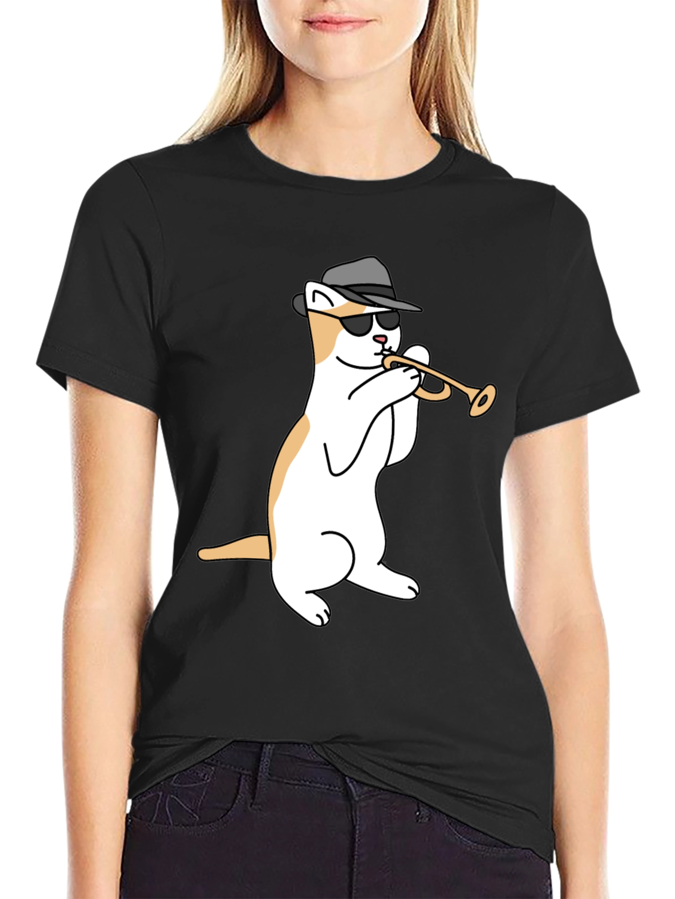Cool Cat Trumpet Black T-Shirt