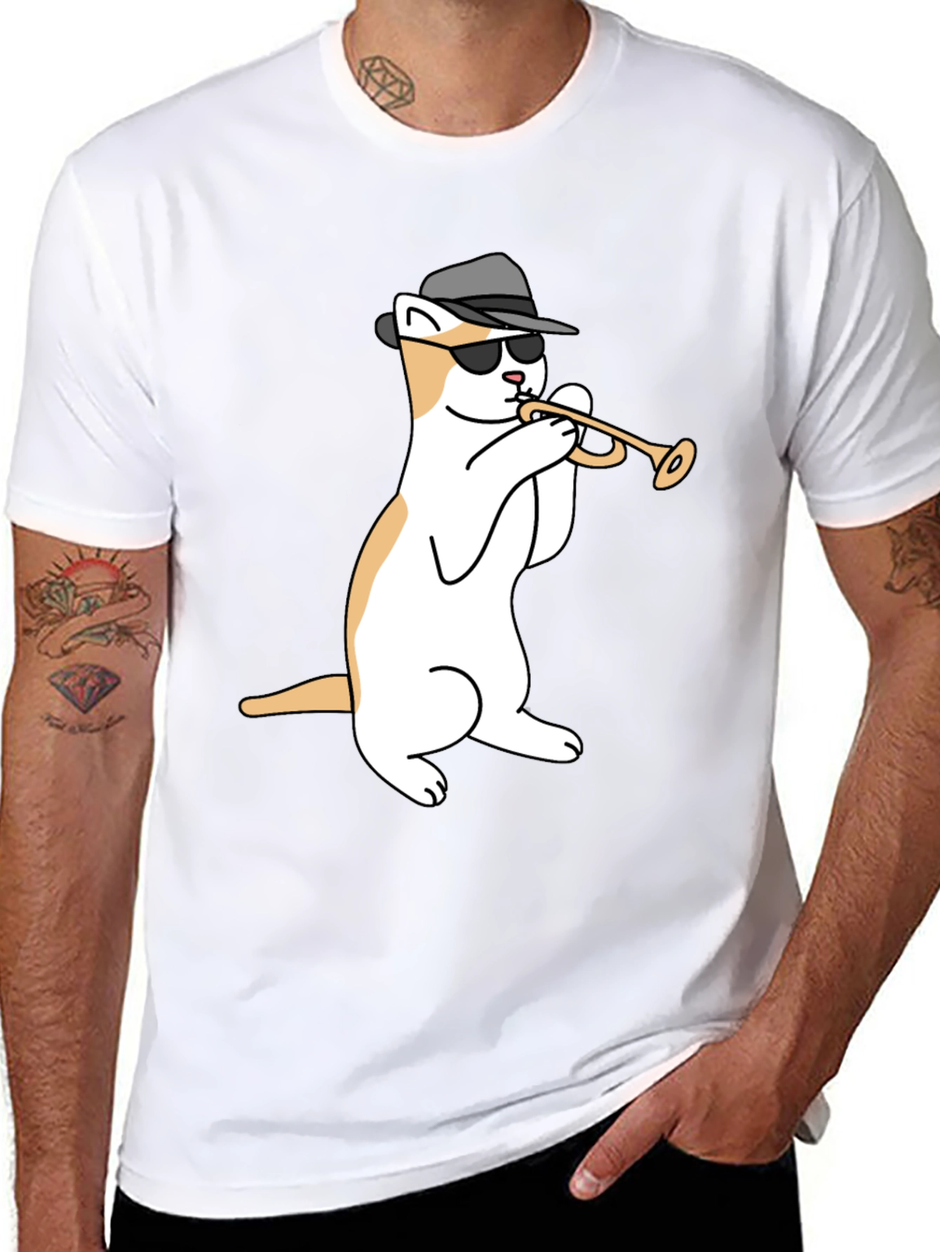 Cool Cat Trumpet Black T-Shirt