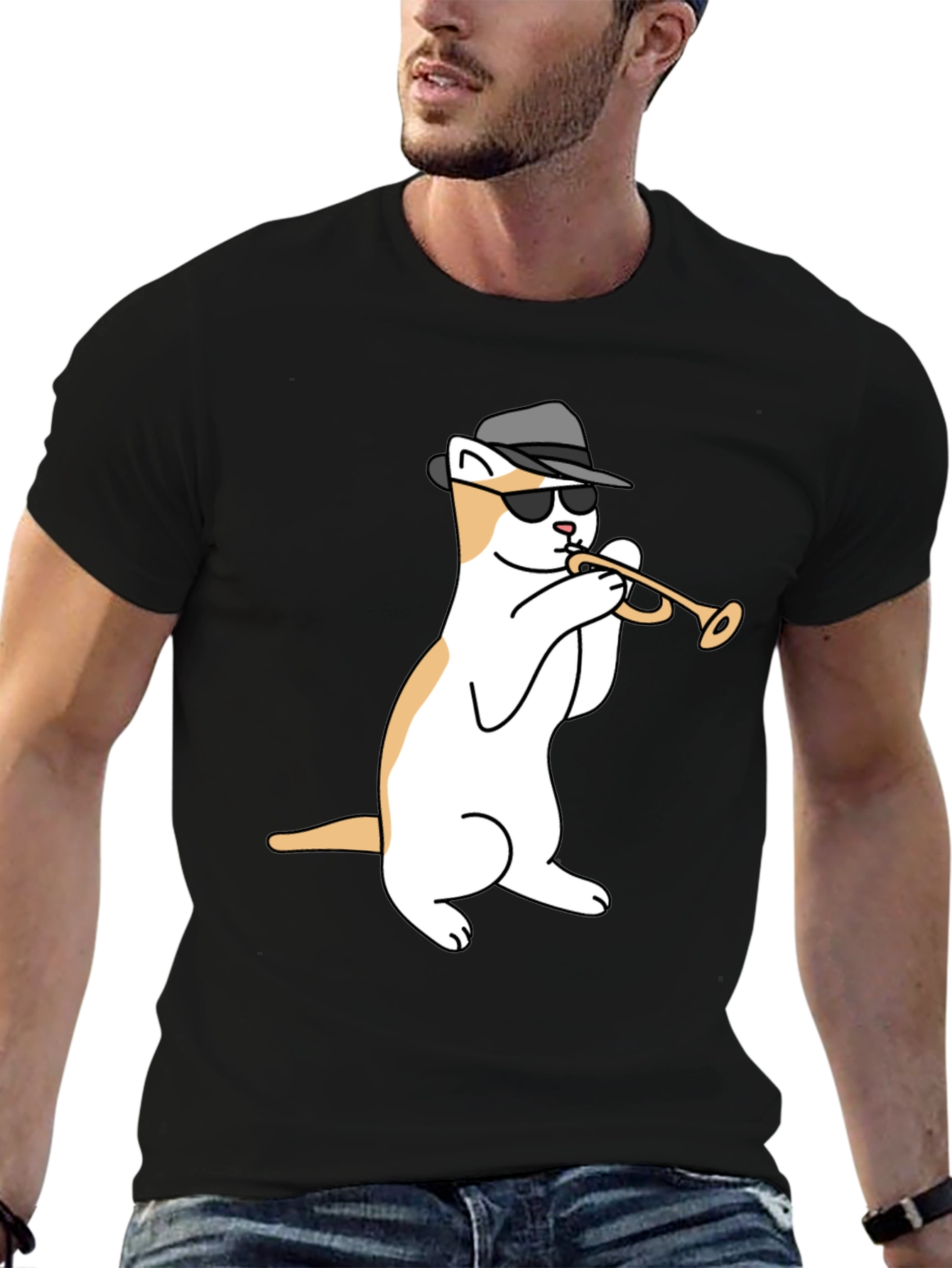 Cool Cat Trumpet Black T-Shirt