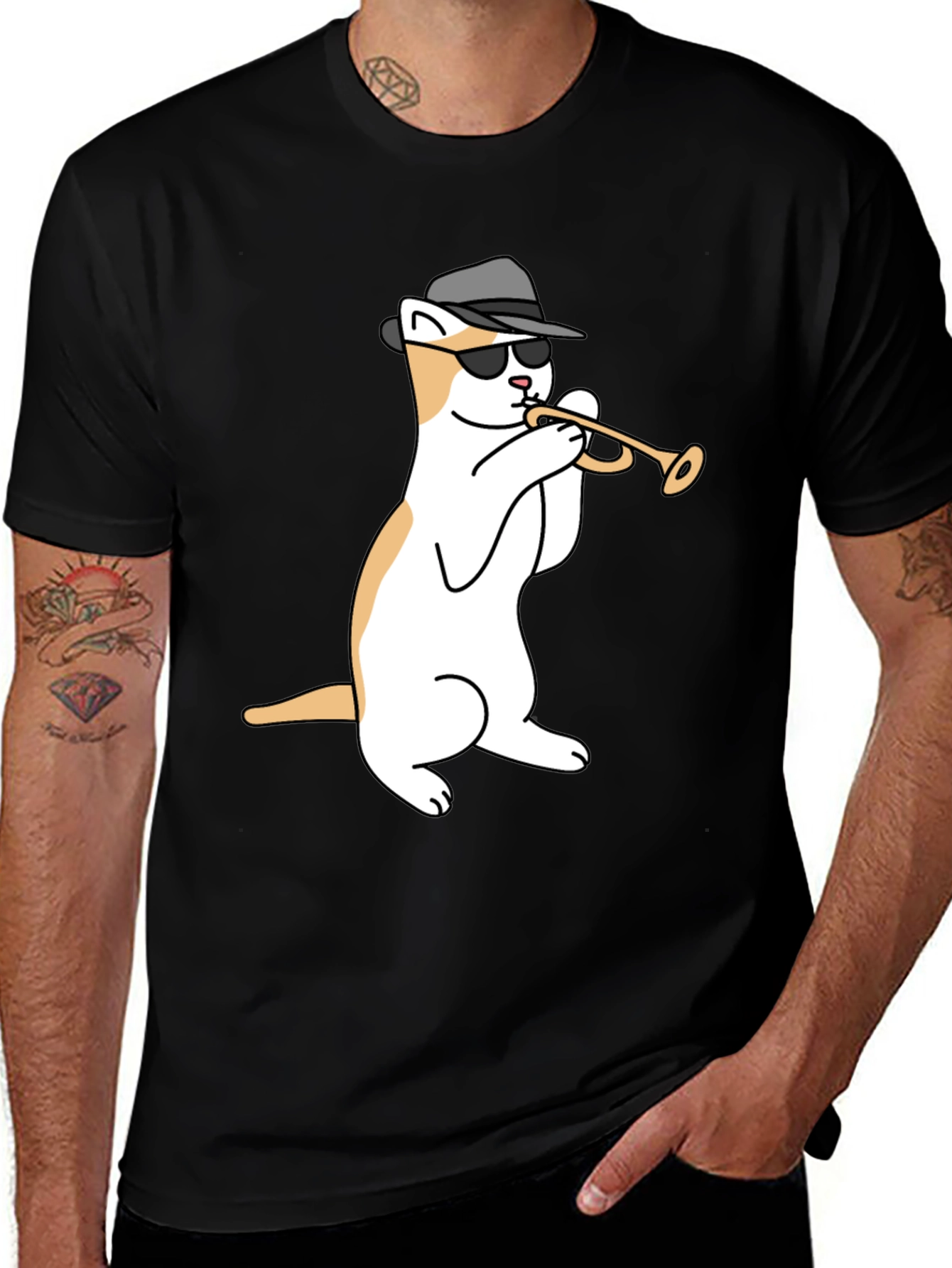 Cool Cat Trumpet Black T-Shirt