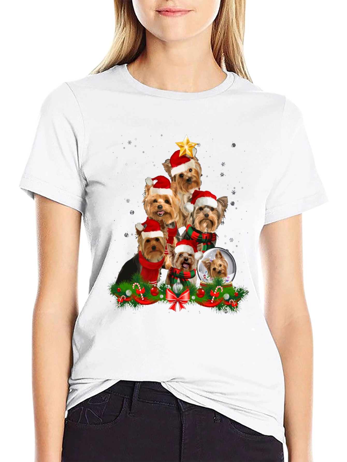 Yorkie Christmas Tree T-Shirt