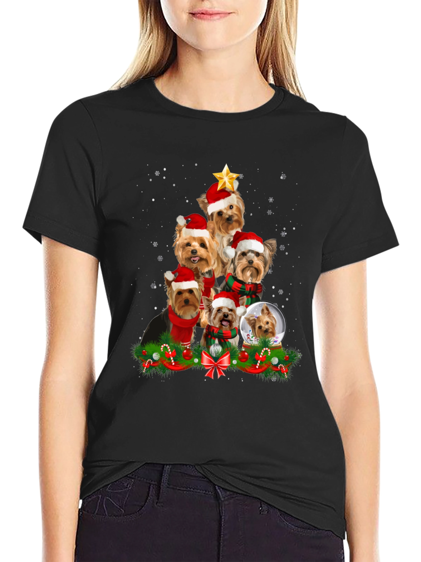 Yorkie Christmas Tree T-Shirt