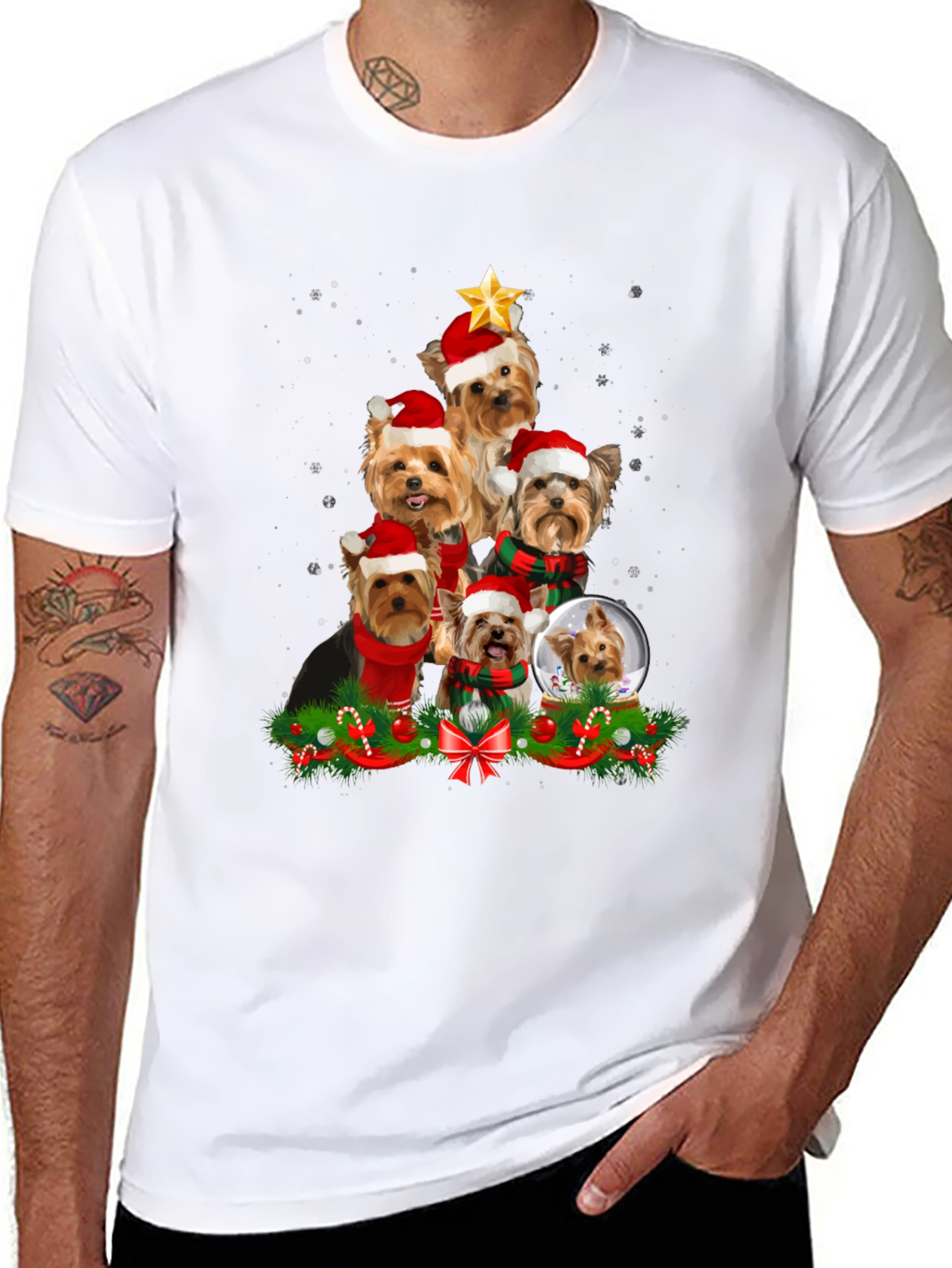 Yorkie Christmas Tree T-Shirt