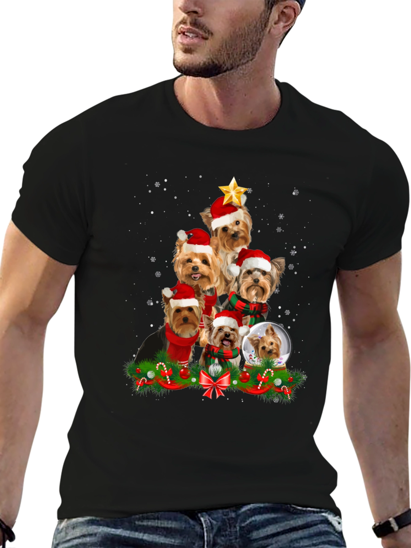 Yorkie Christmas Tree T-Shirt