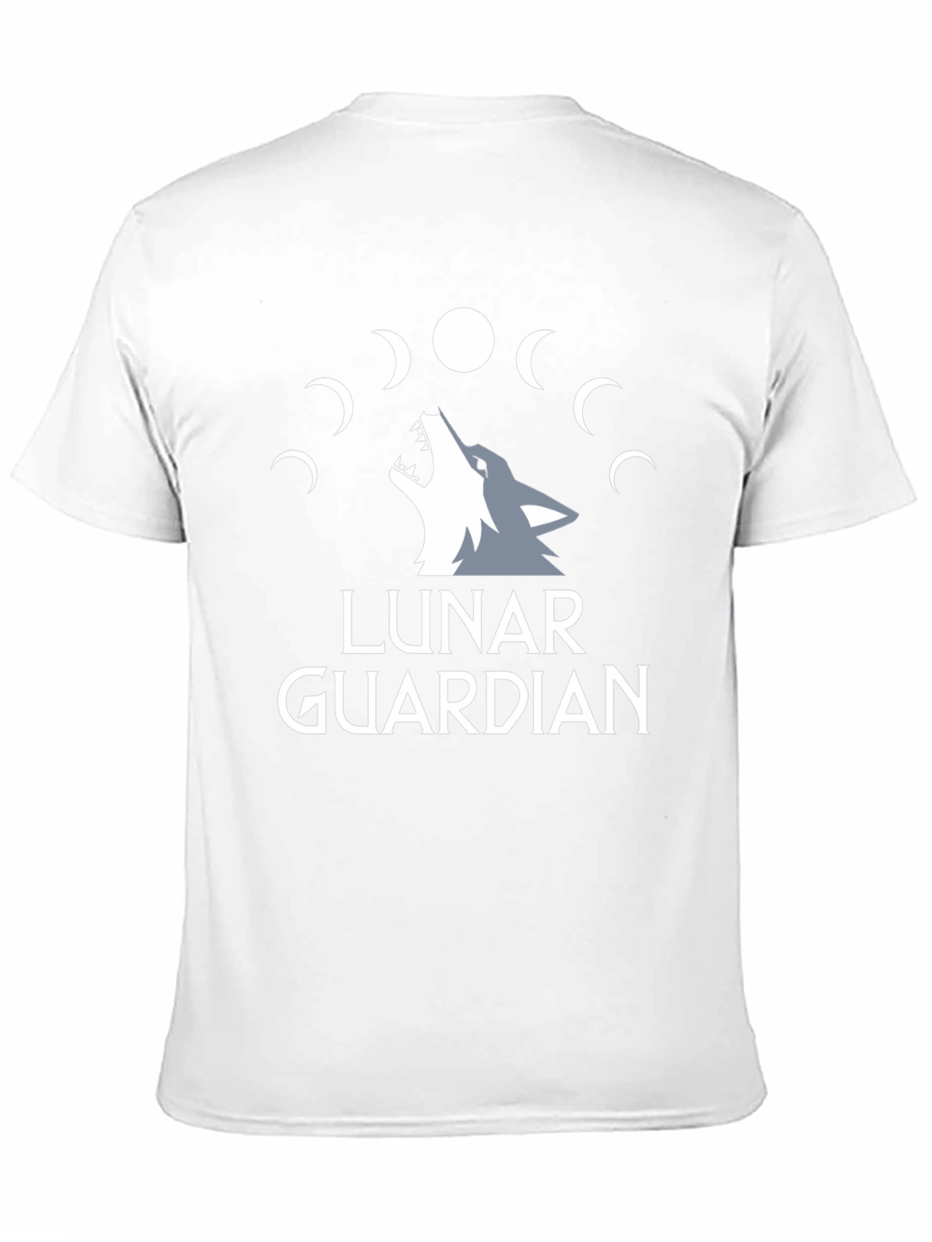 Lunar Guardian Wolf Graphic Tee - Black Cotton T-Shirt