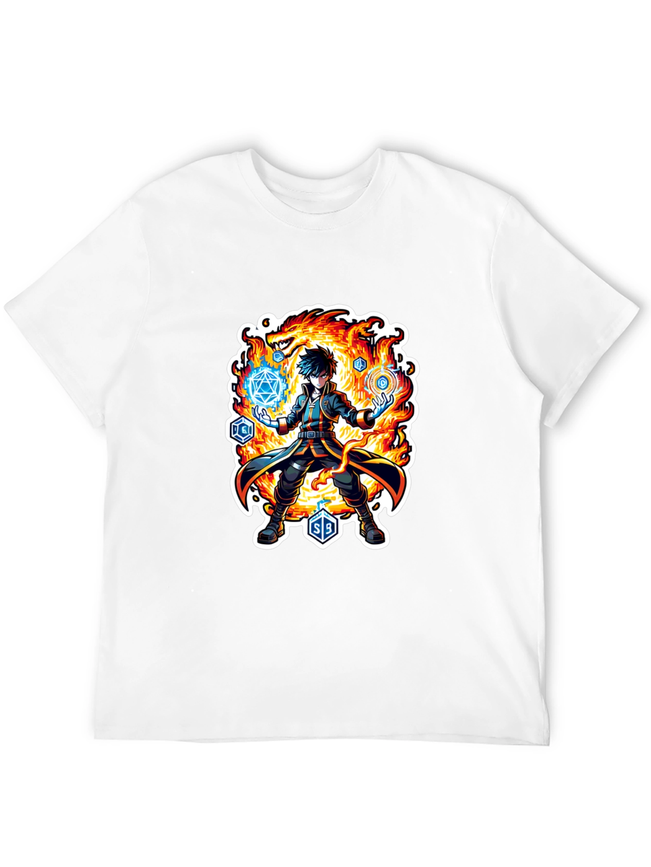 Wizard Graphic Tee - Fire Dragon Spellcaster T-Shirt