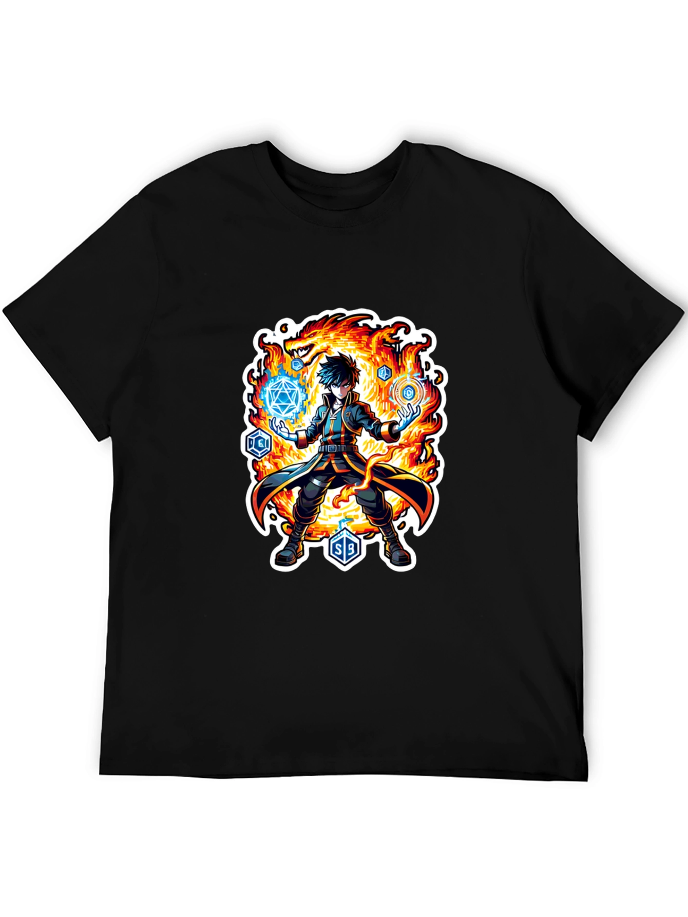 Wizard Graphic Tee - Fire Dragon Spellcaster T-Shirt