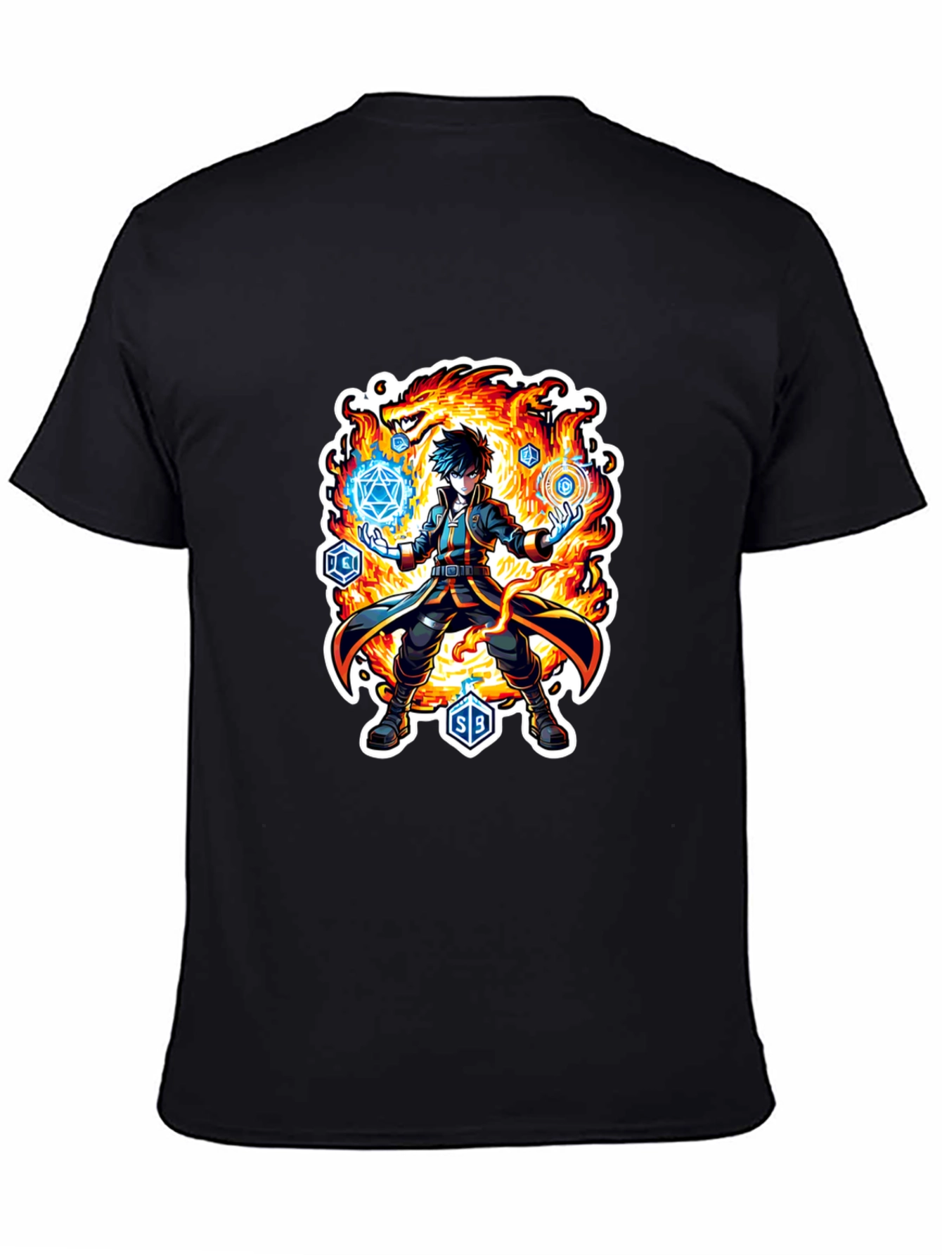 Wizard Graphic Tee - Fire Dragon Spellcaster T-Shirt