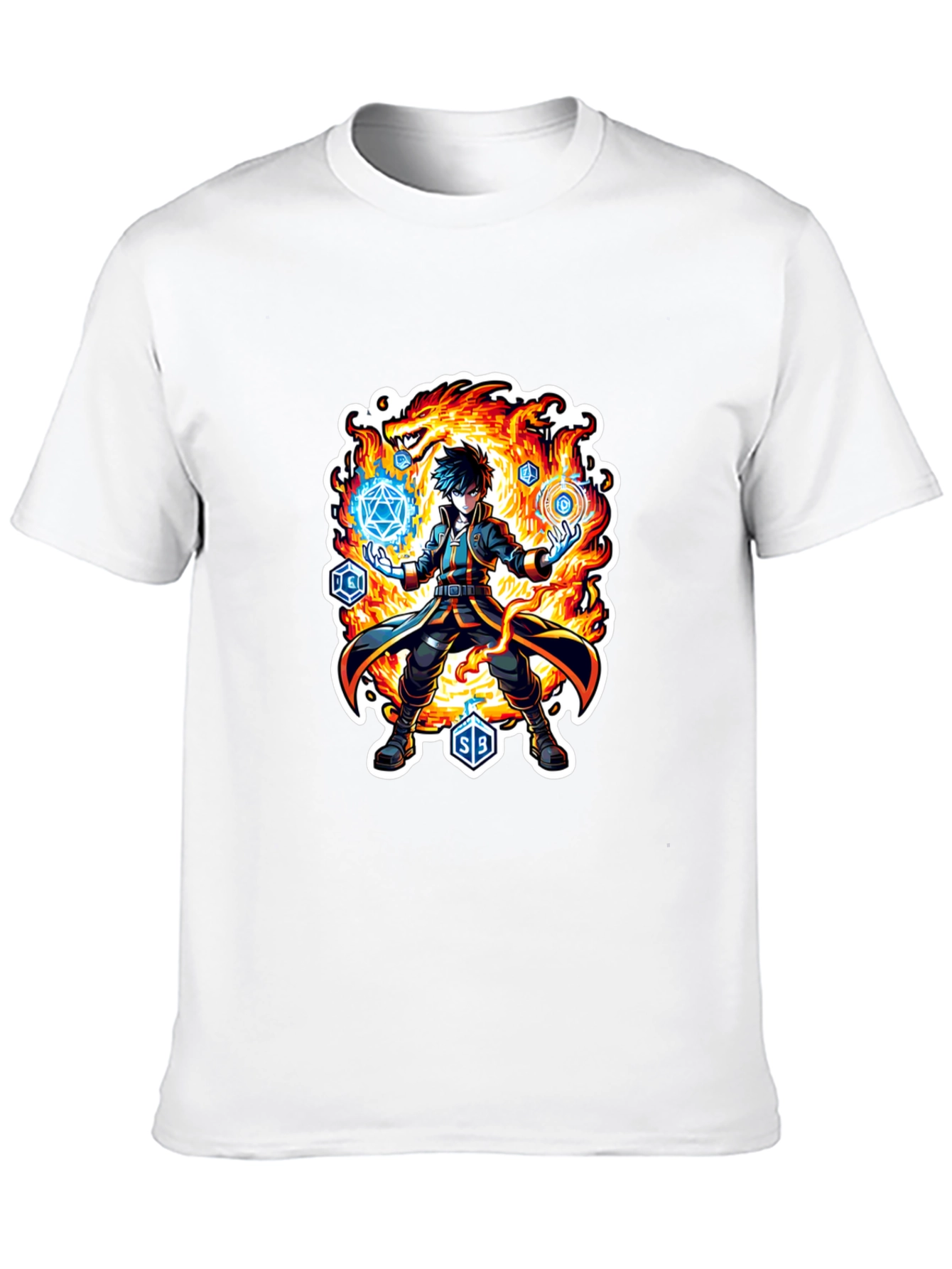 Wizard Graphic Tee - Fire Dragon Spellcaster T-Shirt