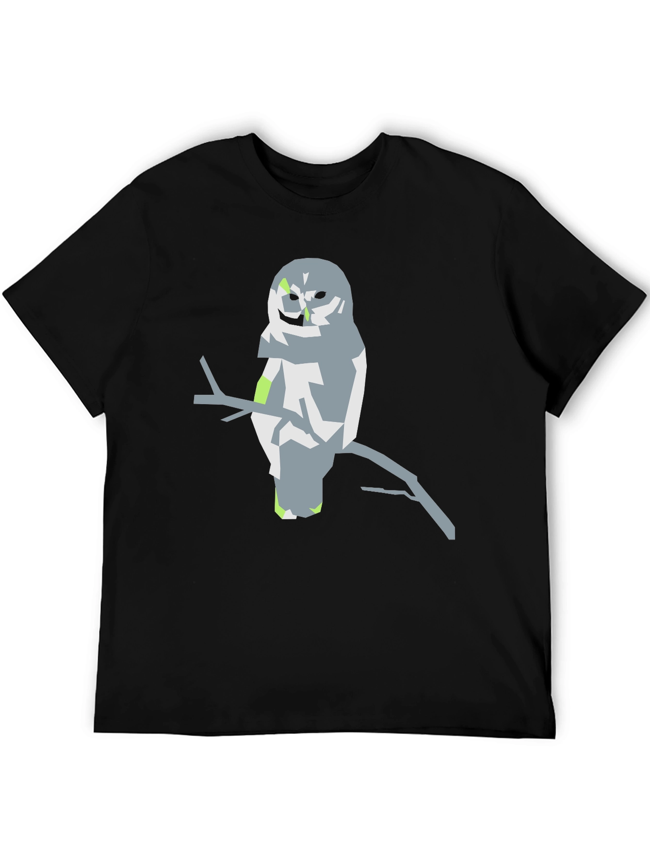 Abstract Owl Graphic Tee - Black Cotton Blend Shirt