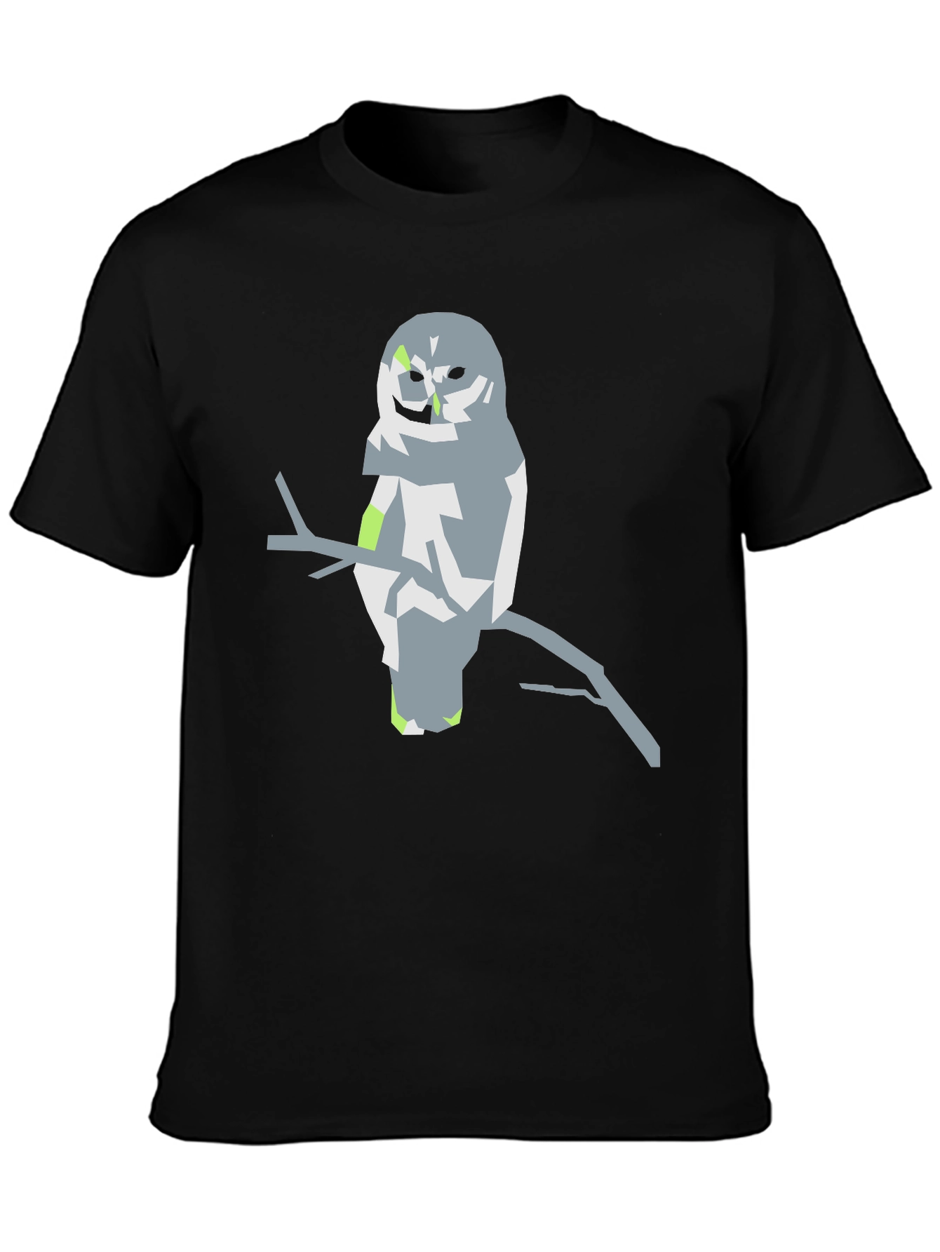 Abstract Owl Graphic Tee - Black Cotton Blend Shirt