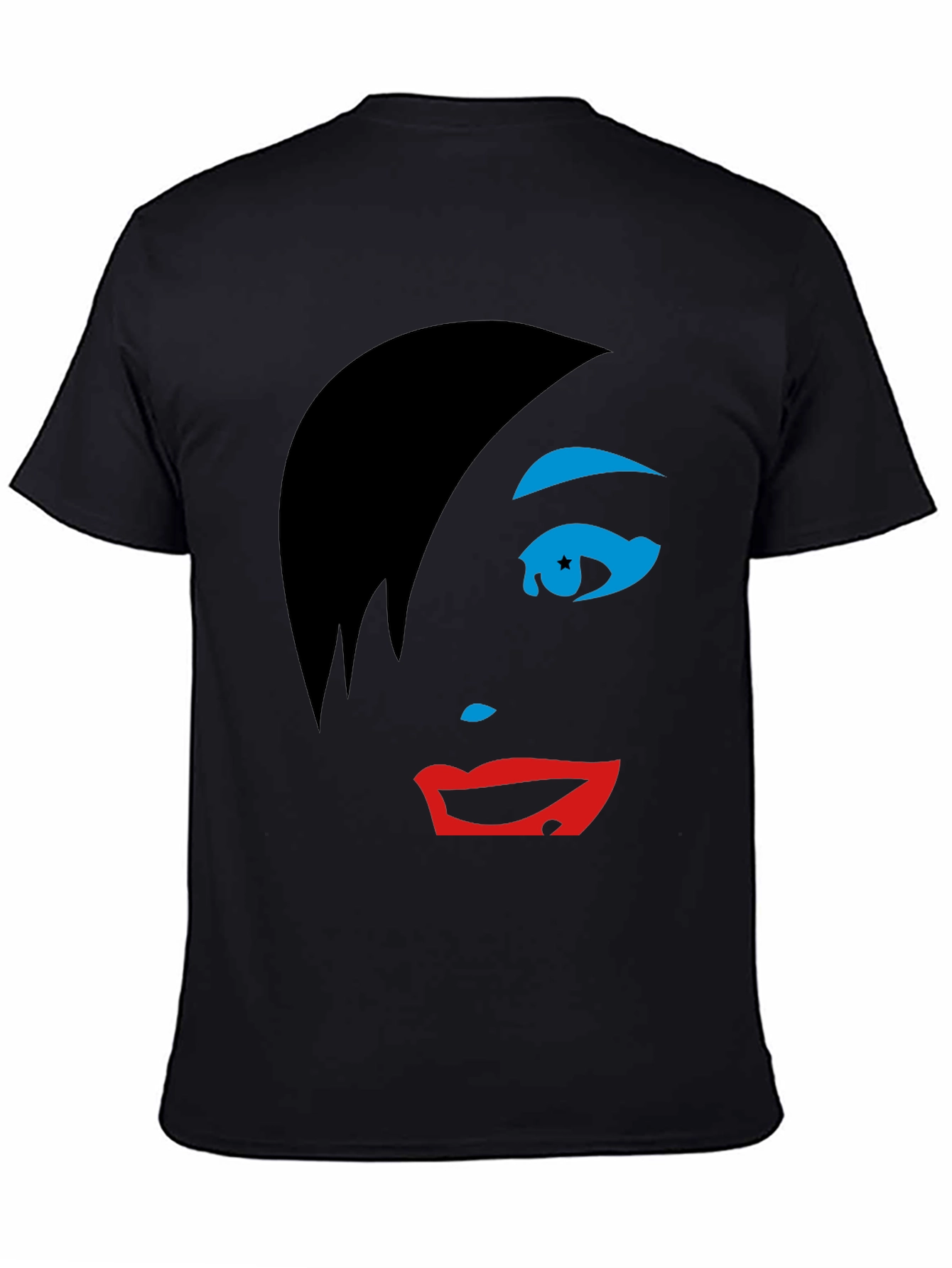 Abstract Face Graphic Tee - Stylish Black T-Shirt