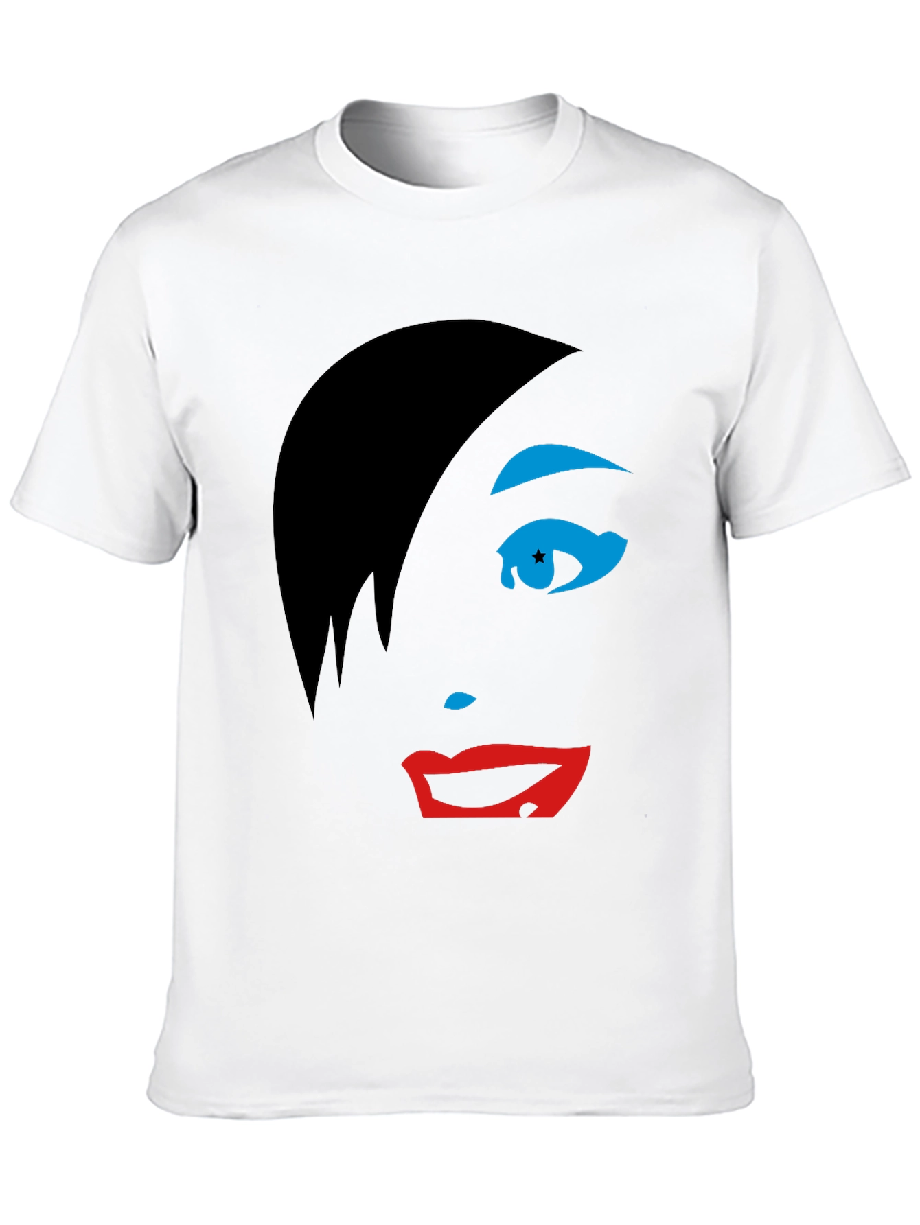 Abstract Face Graphic Tee - Stylish Black T-Shirt