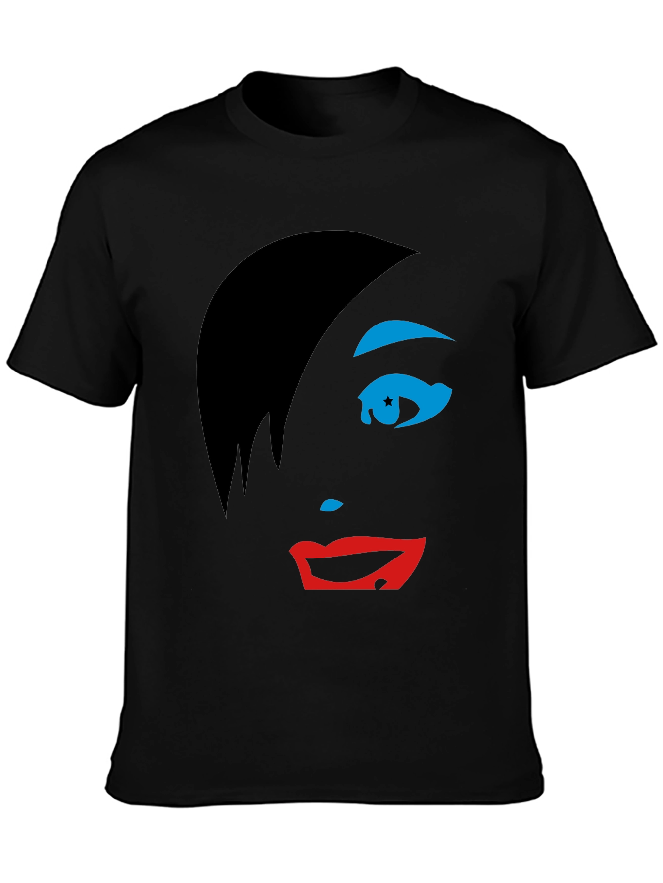Abstract Face Graphic Tee - Stylish Black T-Shirt