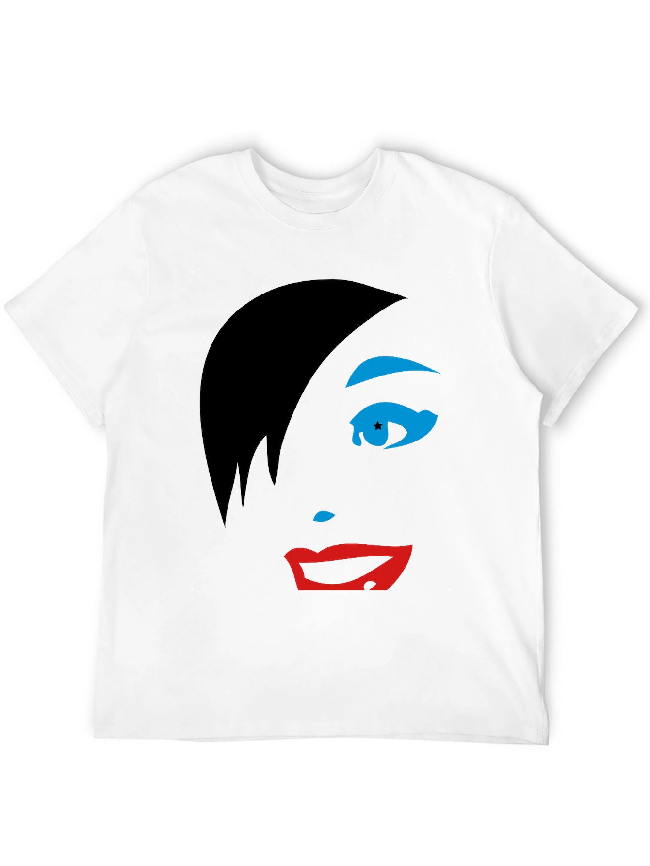Abstract Face Graphic Tee - Stylish Black T-Shirt