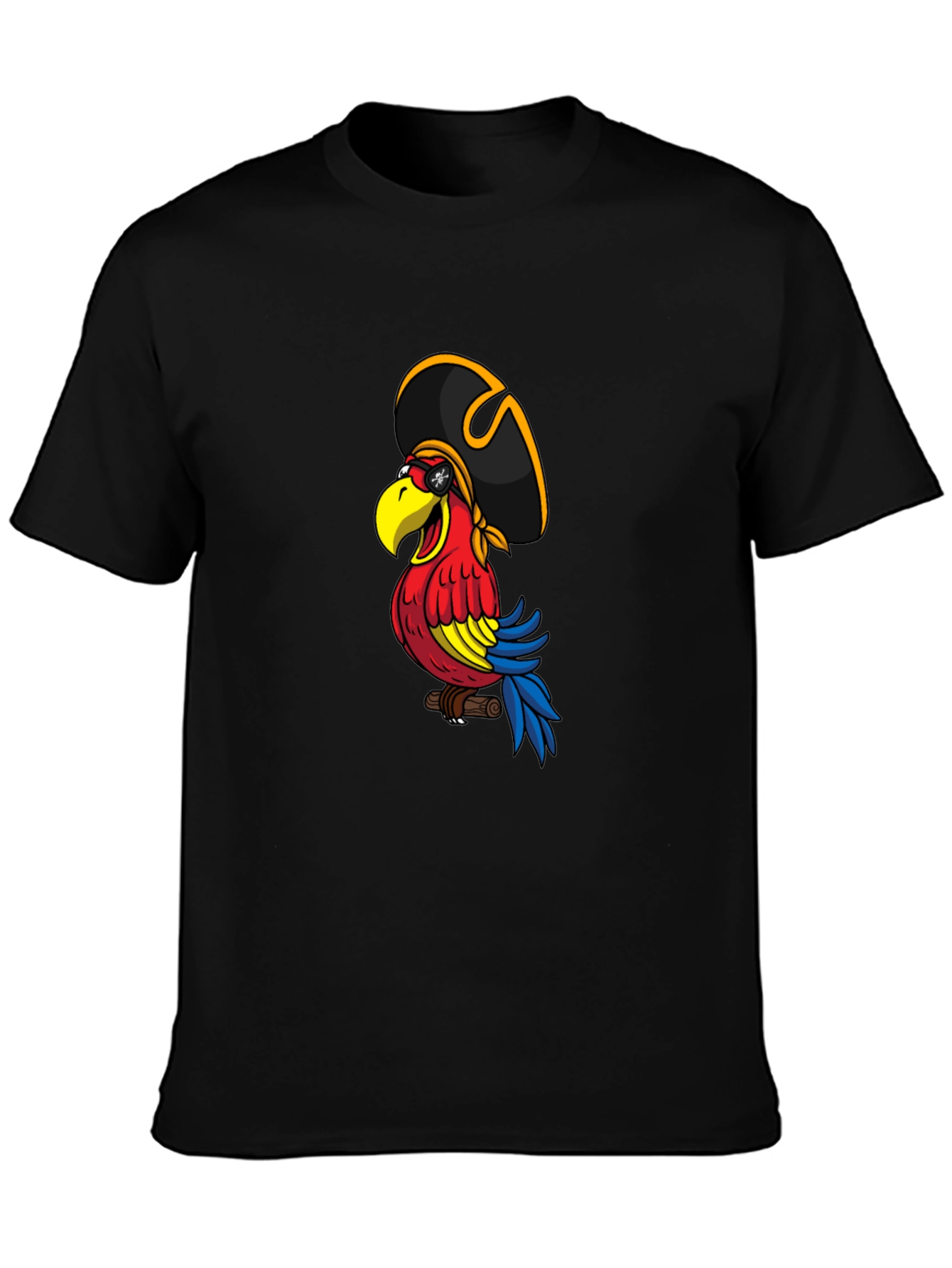 Pirate Parrot Graphic Tee - Mens Black T-Shirt