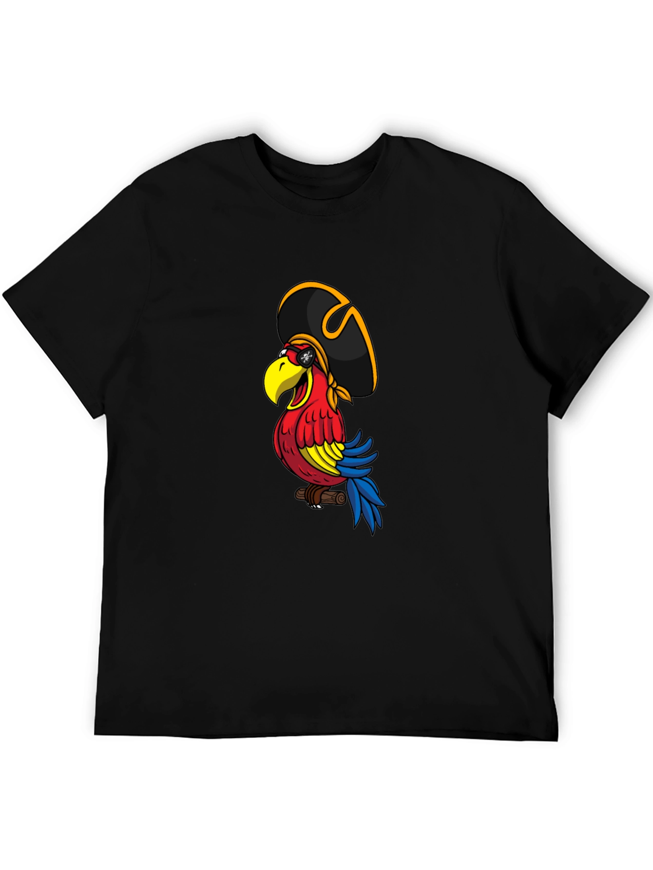 Pirate Parrot Graphic Tee - Mens Black T-Shirt