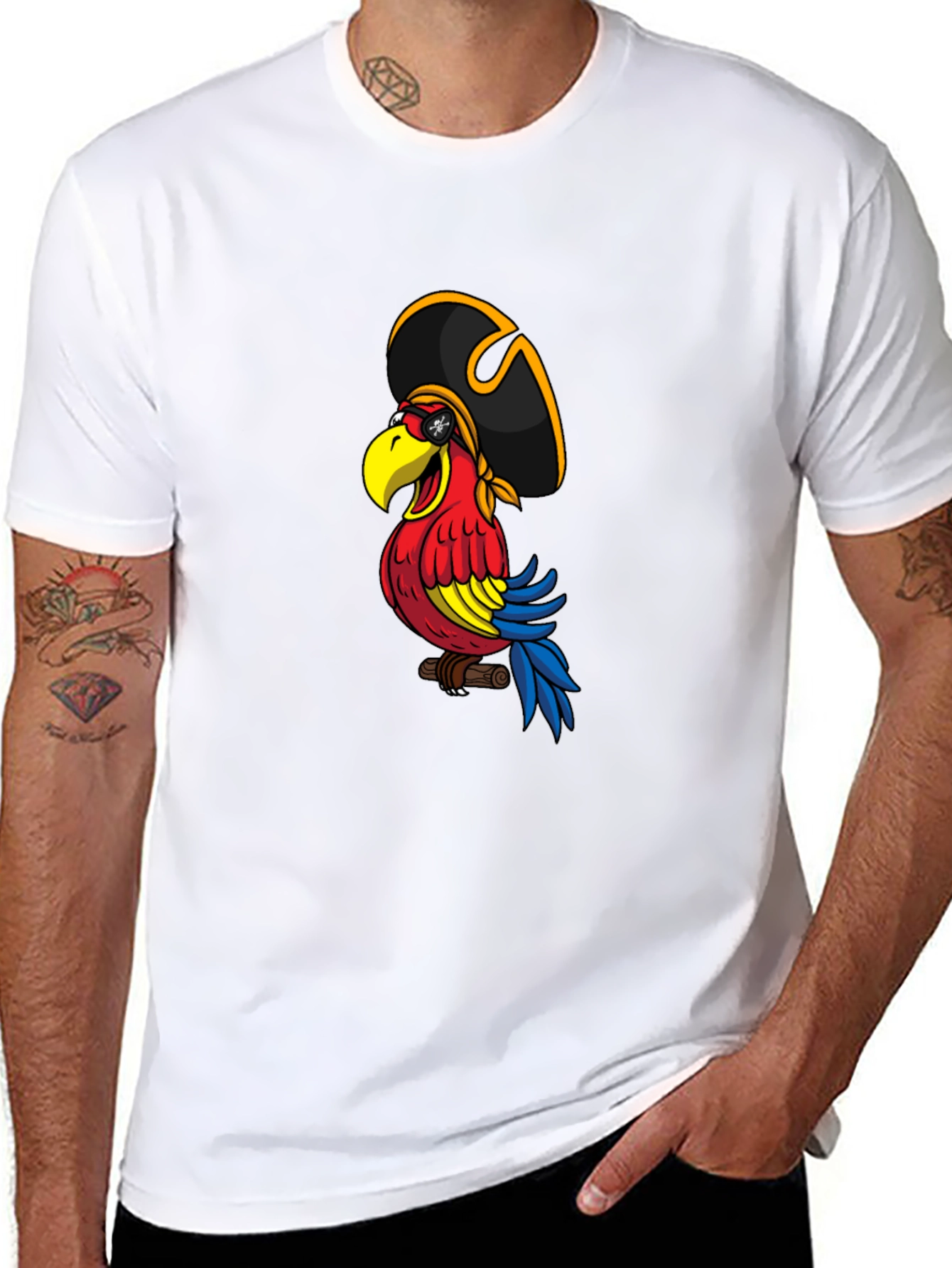 Pirate Parrot Graphic Tee - Mens Black T-Shirt