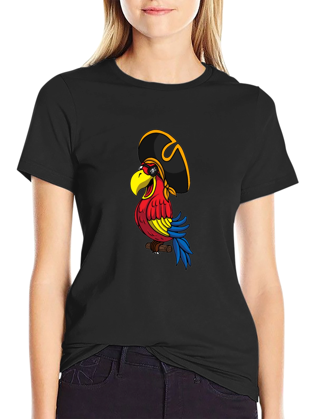 Pirate Parrot Graphic Tee - Mens Black T-Shirt