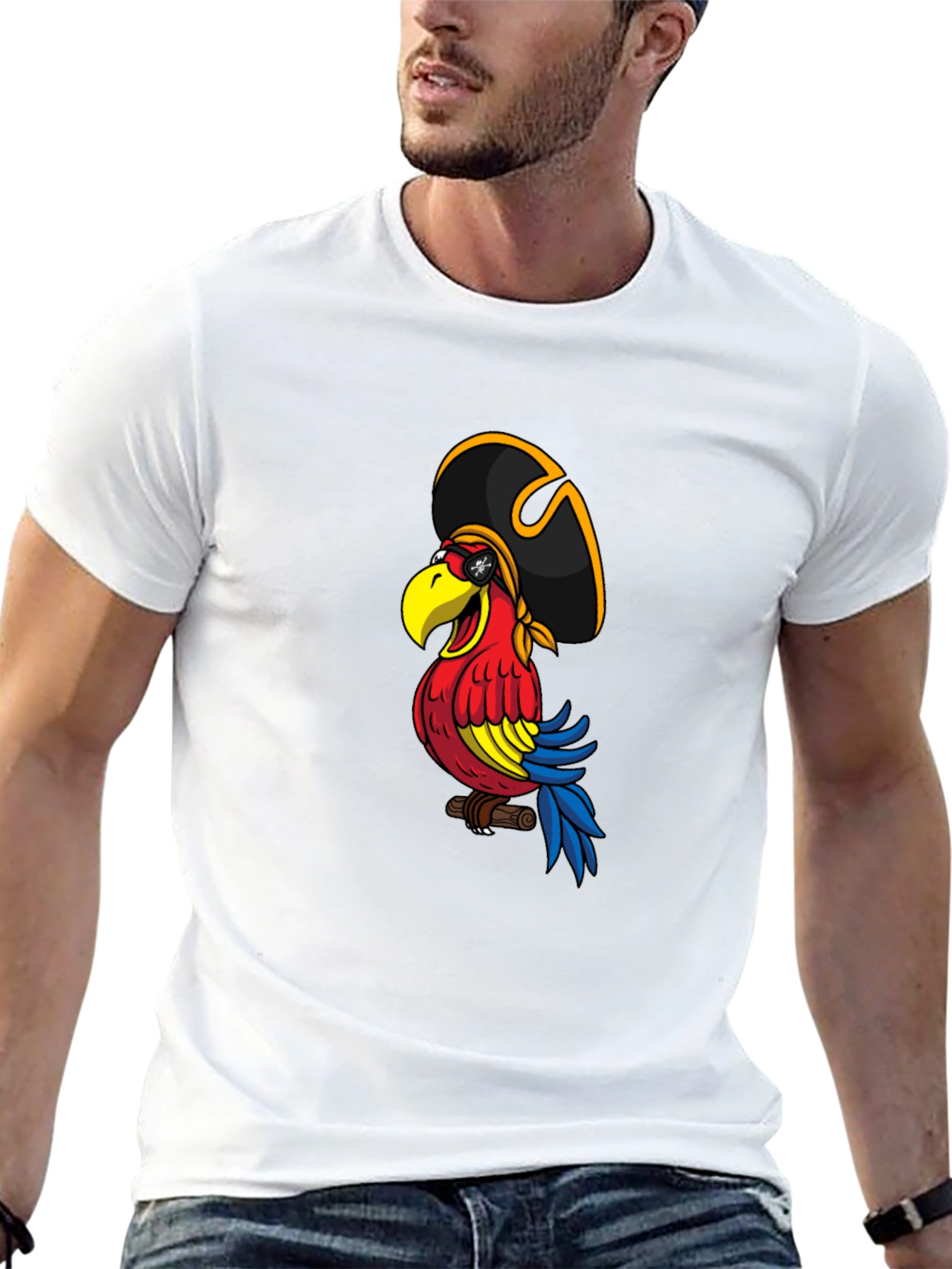 Pirate Parrot Graphic Tee - Mens Black T-Shirt