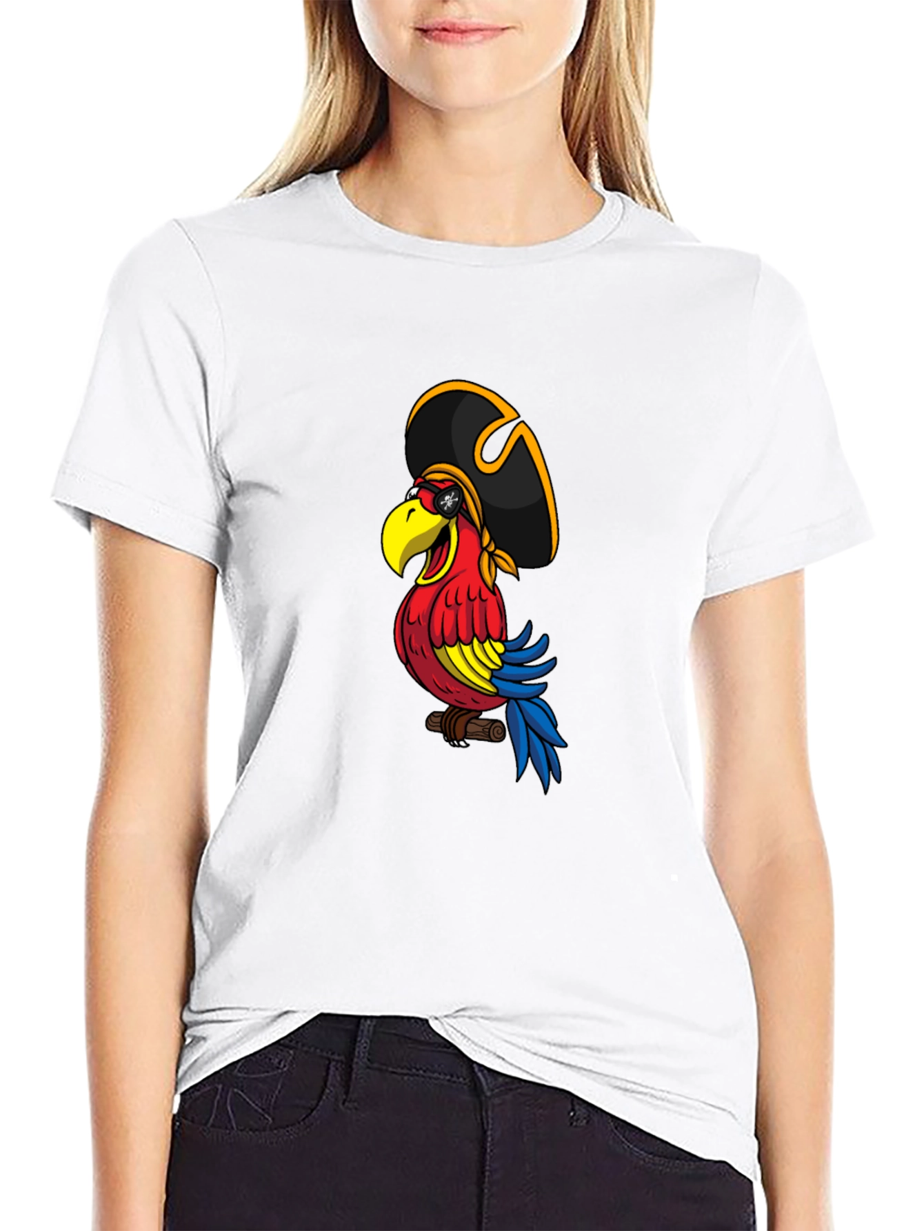 Pirate Parrot Graphic Tee - Mens Black T-Shirt