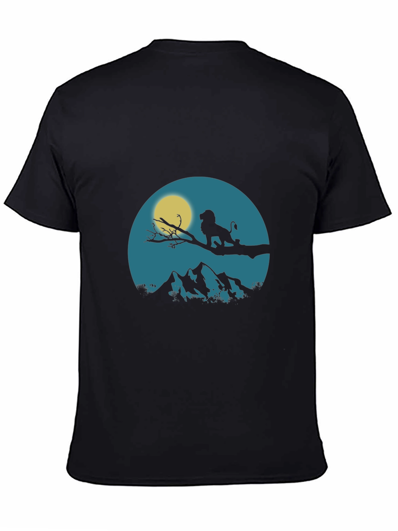 Lion King Silhouette Graphic Print Crew Neck Tee