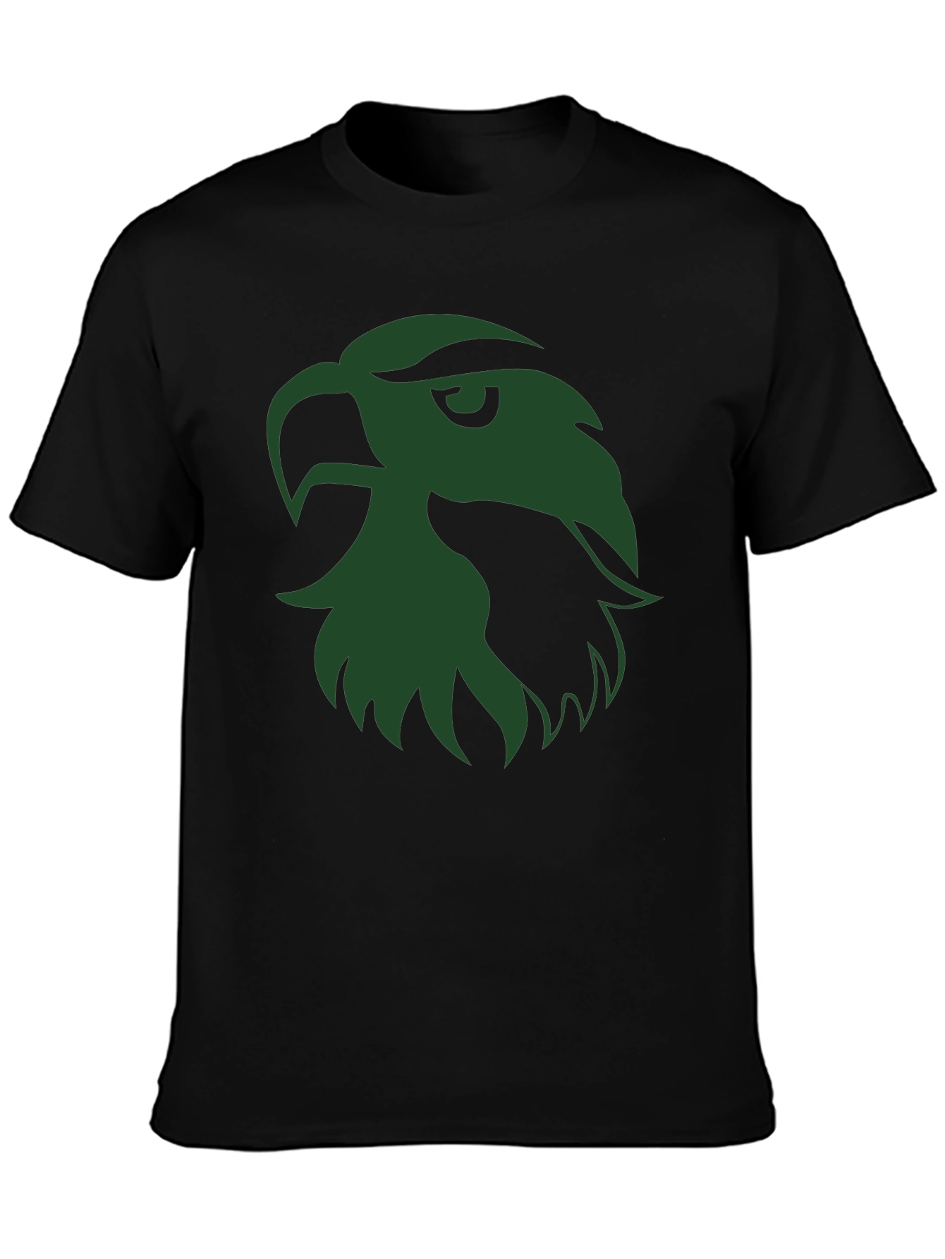 Black T-Shirt with Green Eagle Head Graphic