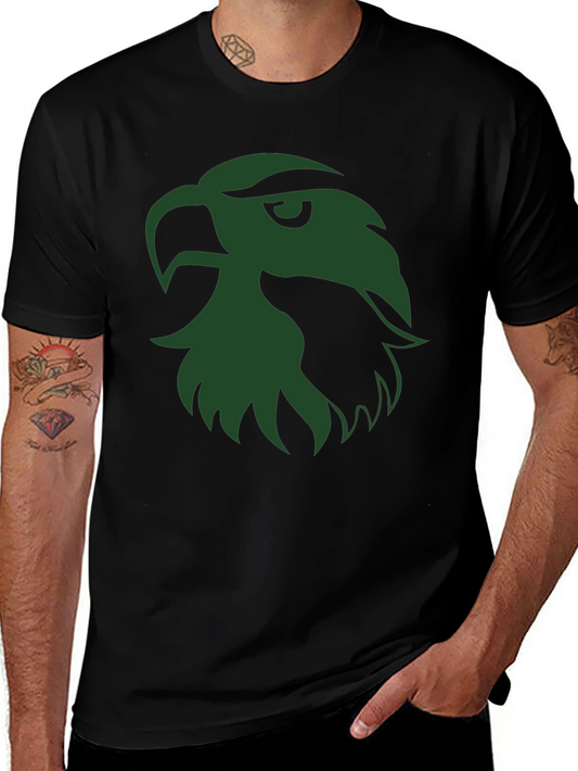 Black T-Shirt with Green Eagle Head Graphic