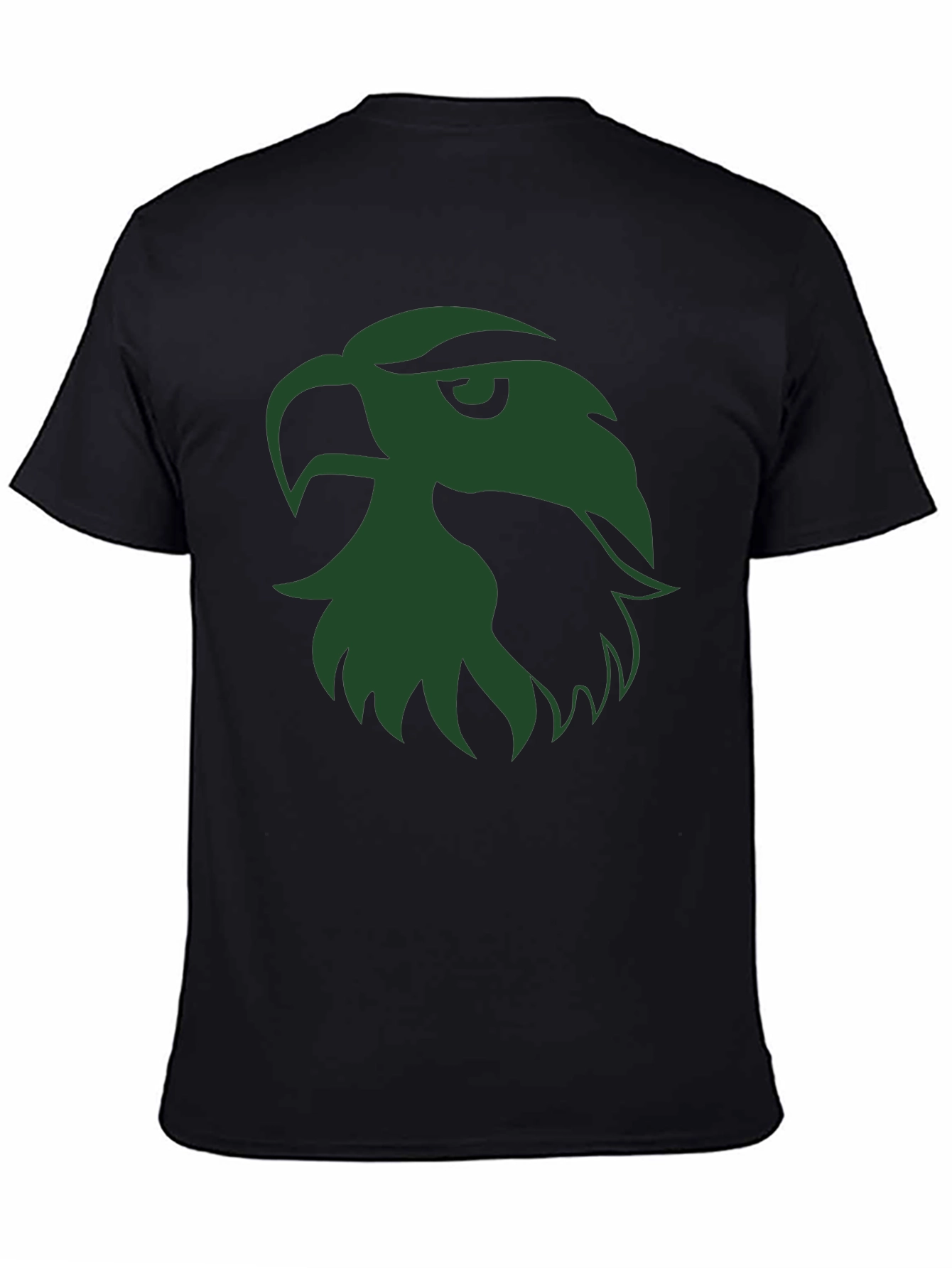 Black T-Shirt with Green Eagle Head Graphic