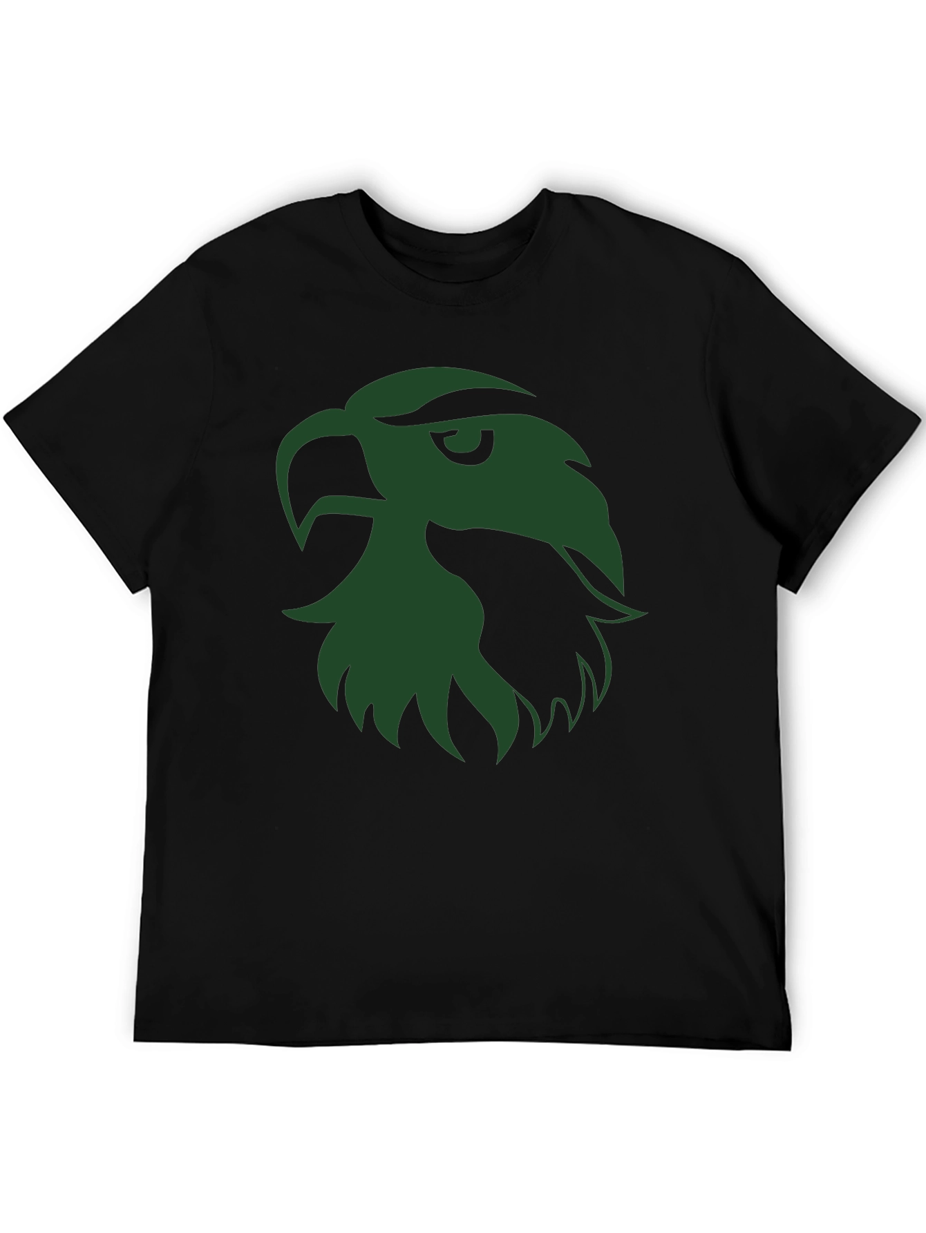 Black T-Shirt with Green Eagle Head Graphic