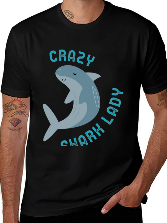 Crazy Shark Lady T-Shirt - Fun Aquatic Graphic Tee