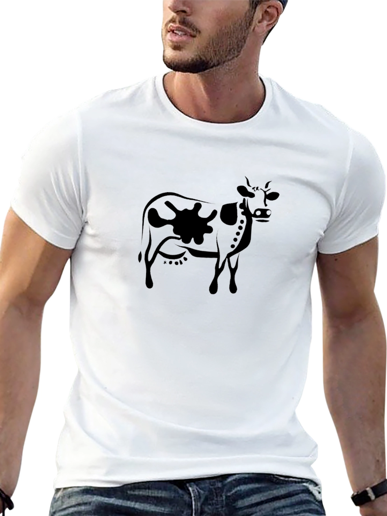 Cow Graphic Tee - Black Casual T-Shirt