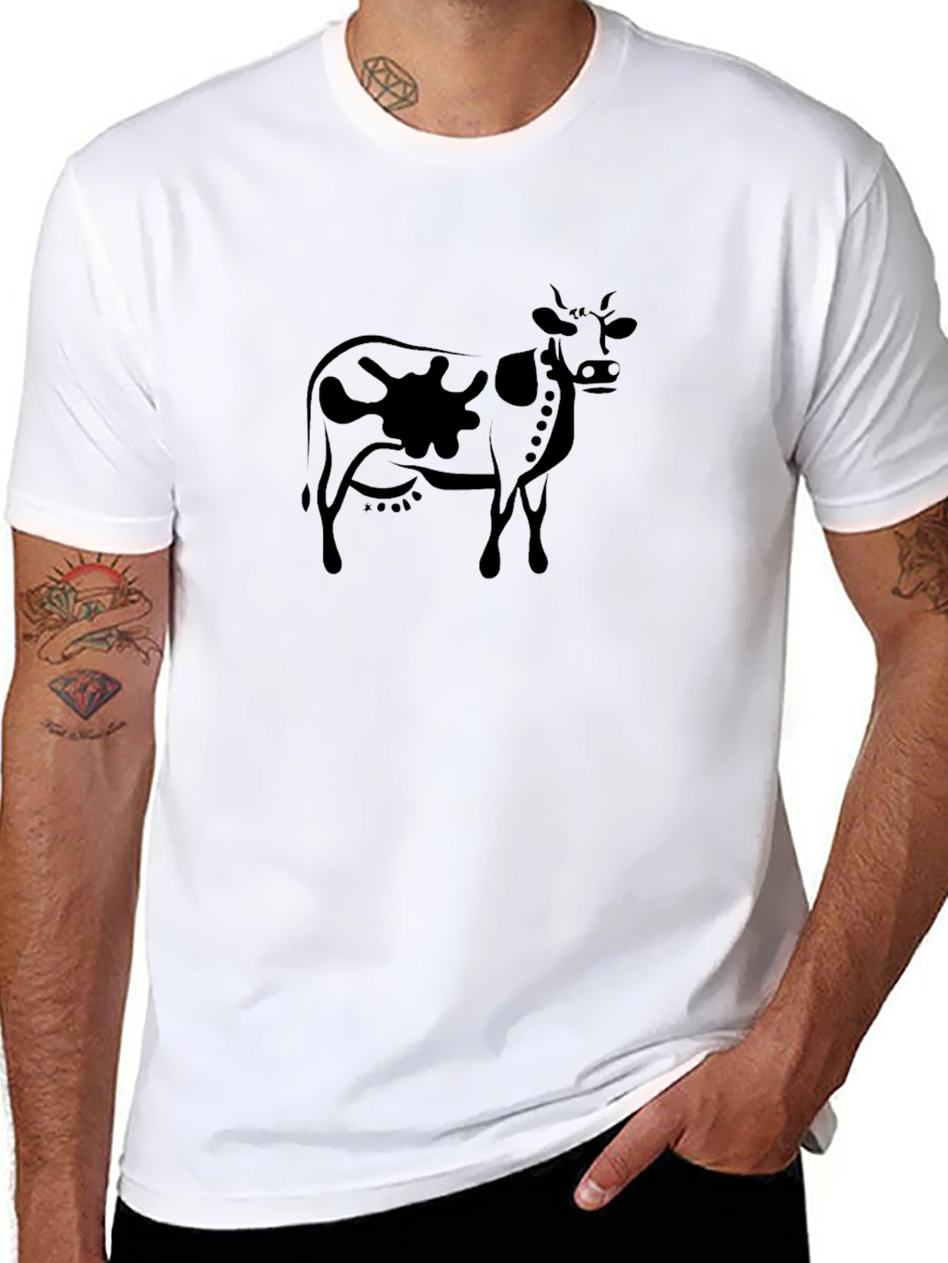 Cow Graphic Tee - Black Casual T-Shirt